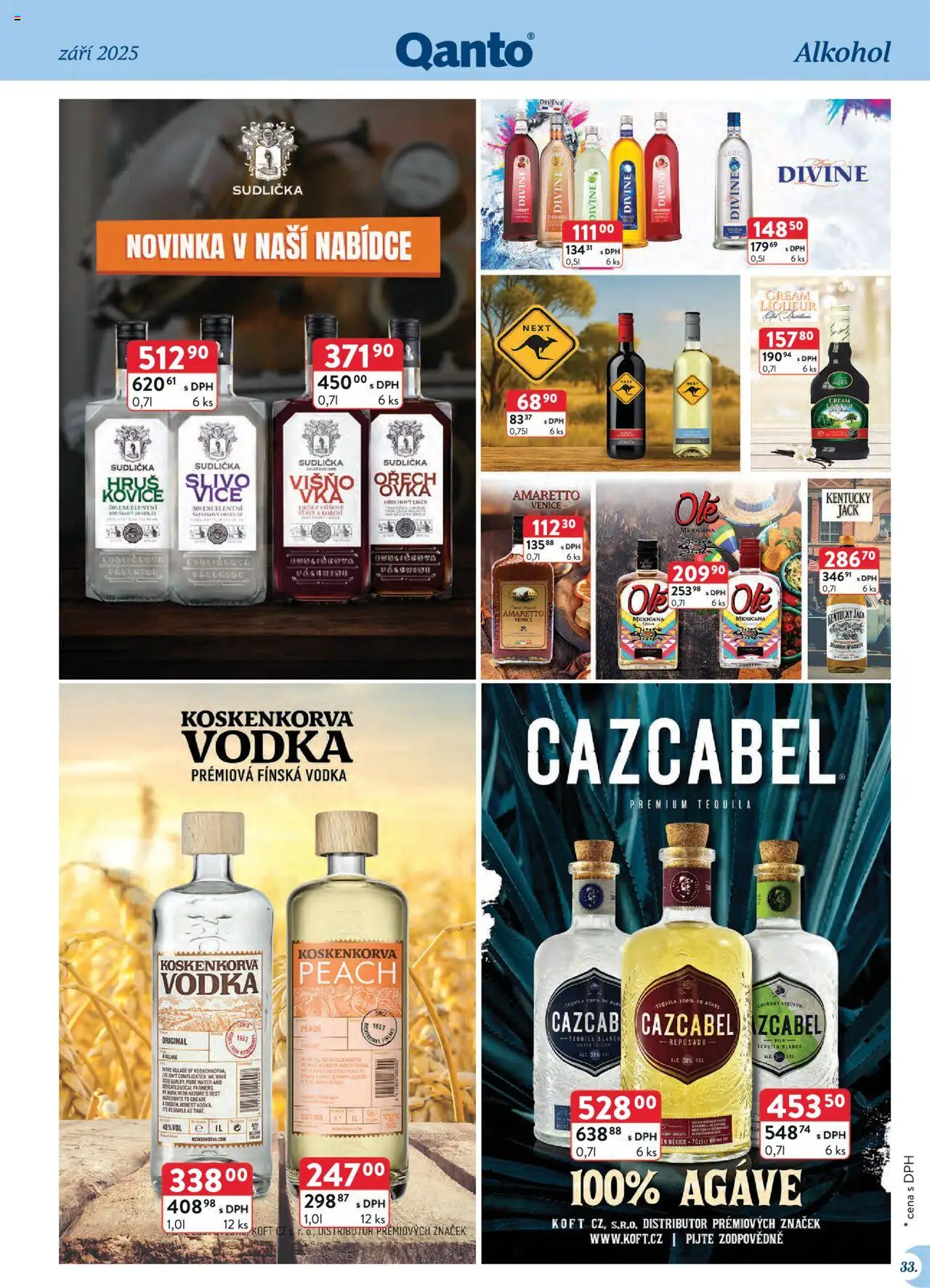 Astur & Qanto leták - Velkoobchod 09/2025 od 01.09.2025 | Strana: 33 | Produkty: Amaretto, Vodka, Likér, Tequila