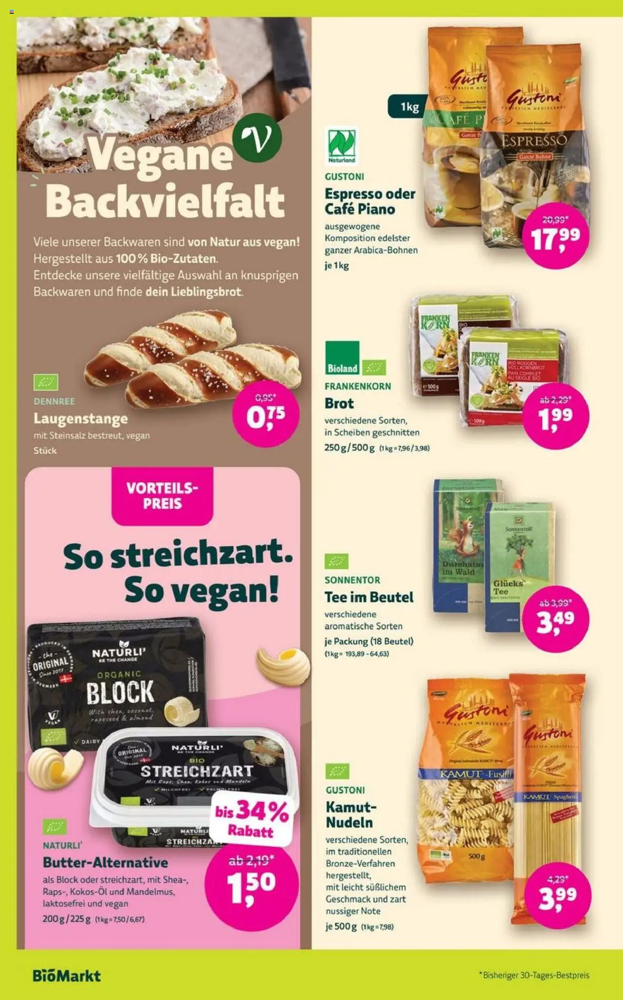 Denns BioMarkt Angebote – gültig ab 24.09.2025 | Seite: 8 | Produkte: Vollkornbrot, Brot, Tee, Nudeln