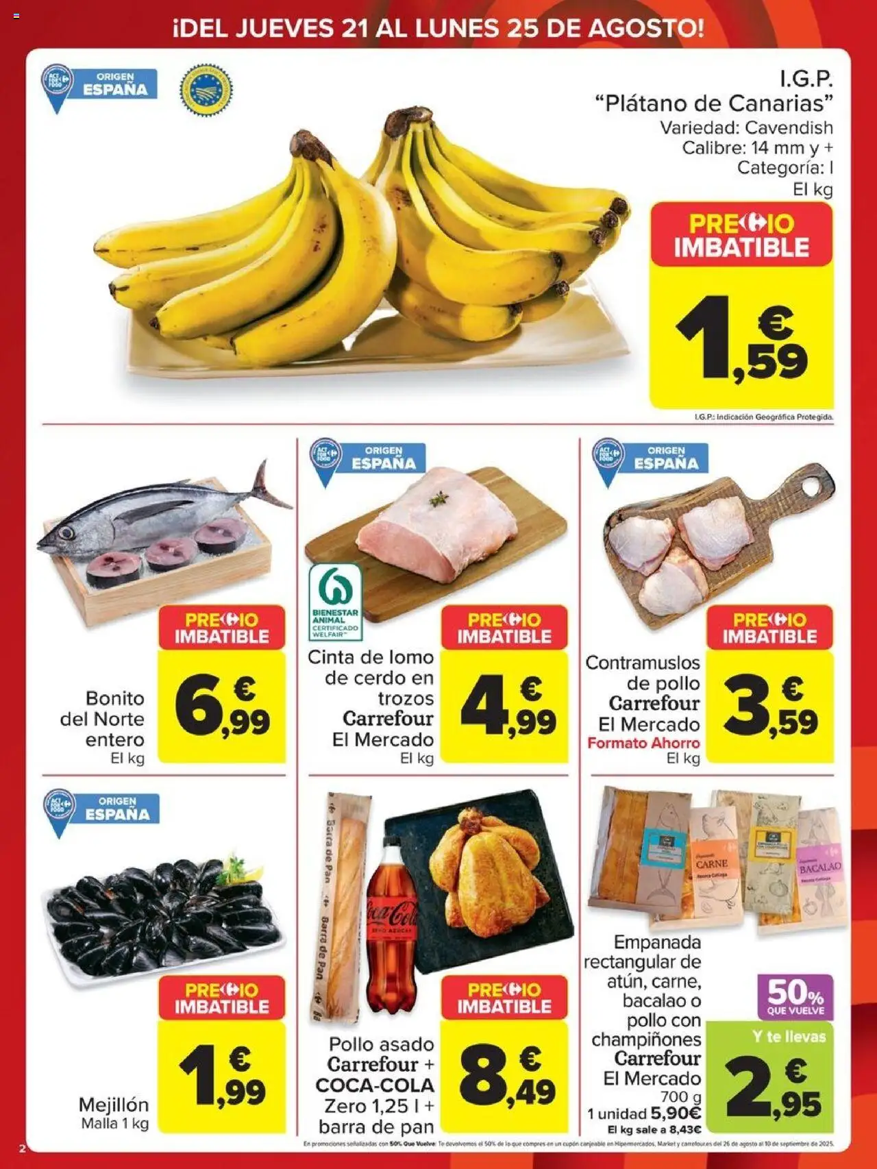 Carrefour folleto │ válido desde el 21.08.2025 | Página: 2 | Productos: Pan, Cerdo, Té
