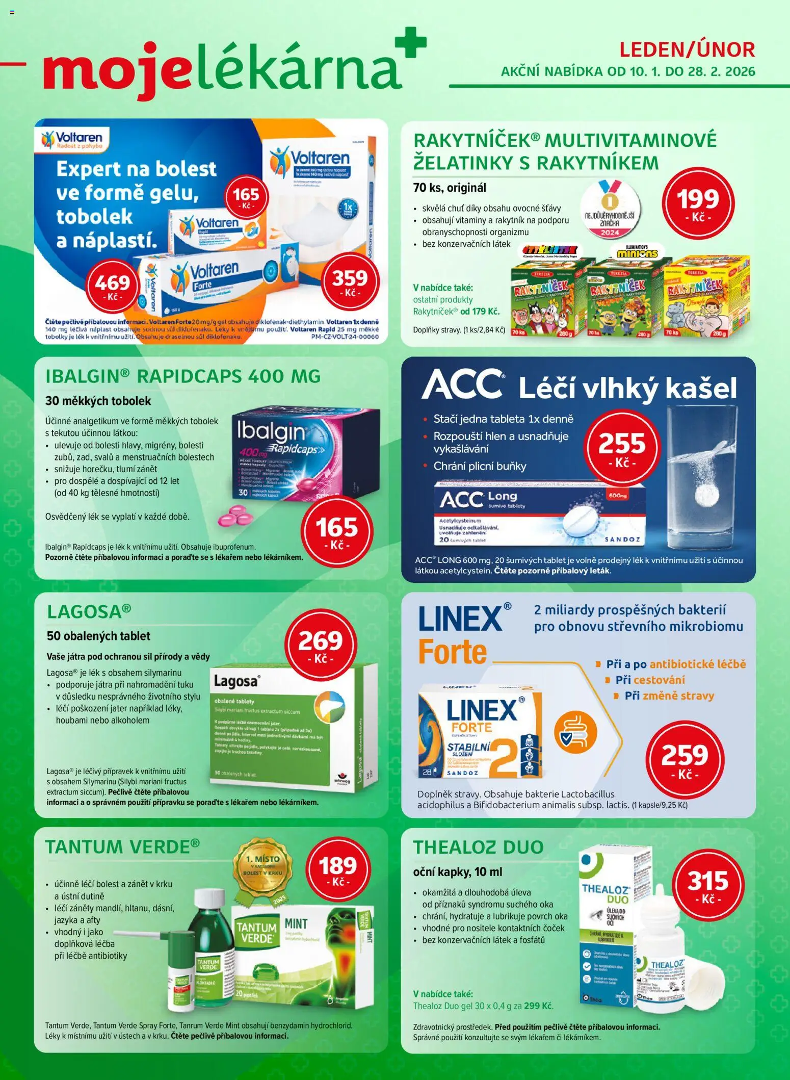 Moje lékárna leták od 10.01.2026 | Strana: 1 | Produkty: Penne, Voltaren Forte, Tantum Verde, Tablet