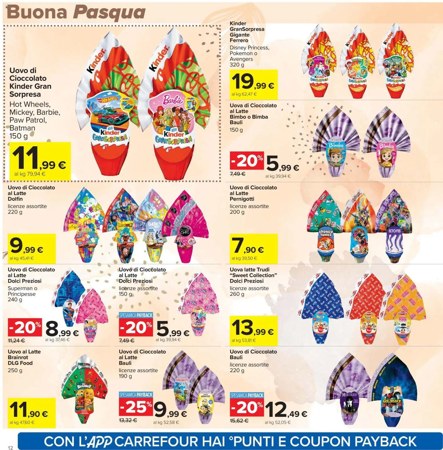 Volantino Carrefour del 24.03.2026 | Pagina: 12 | Prodotti: Uova, Cioccolato, Latte