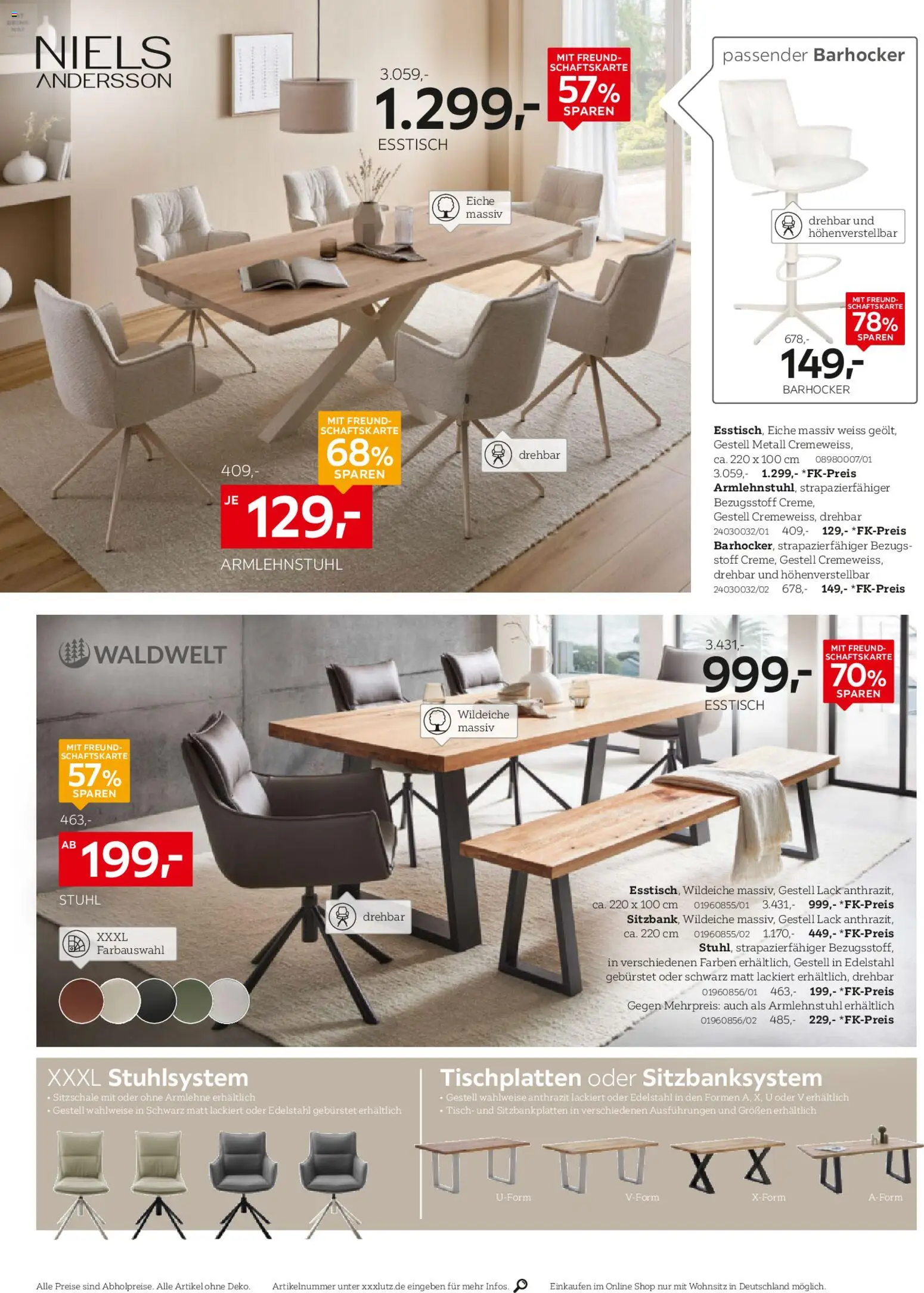 XXXL Lutz Nr. 1 beim Preis – gültig ab 02.11.2025 | Seite: 10 | Produkte: Esstisch, Barhocker, Tisch, Stuhl