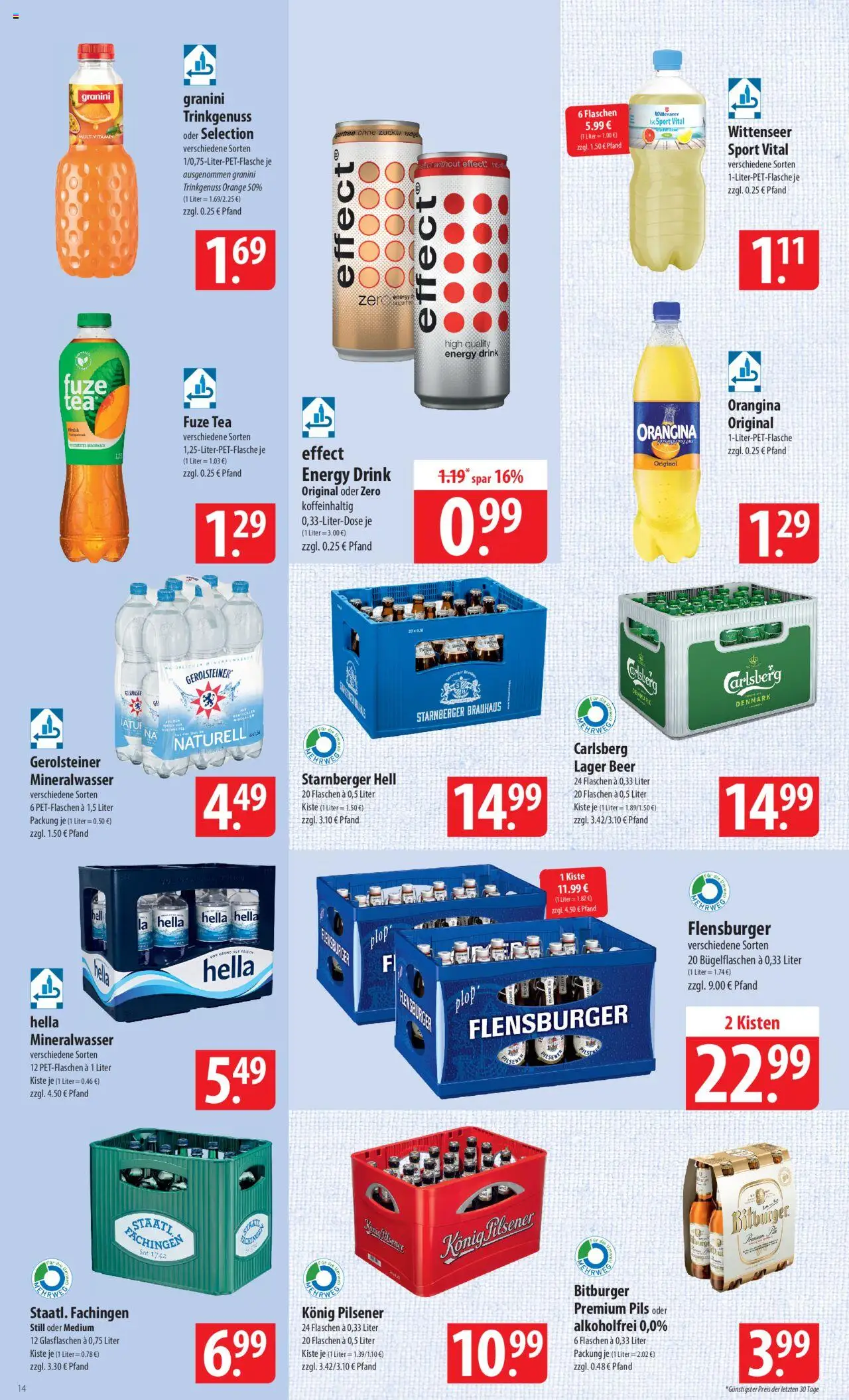 Famila Prospekt 	 – gültig ab 29.09.2025 | Seite: 14 | Produkte: Bitburger, Carlsberg, Energy, Granini