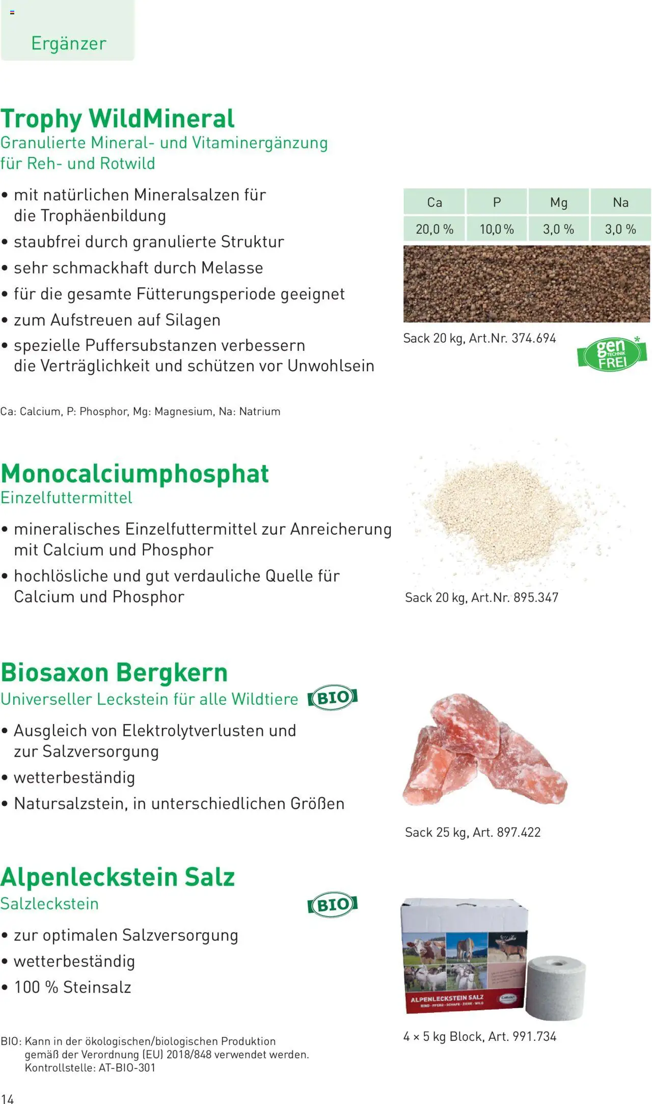 Lagerhaus TROPHY  WILDFUTTER gültig ab 25.07.2025 | Seite: 14 | Produkte: Salz