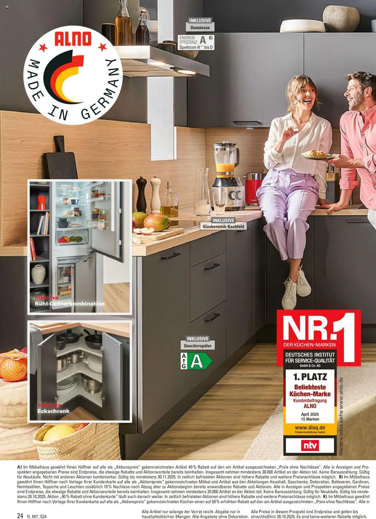 Höffner Prospekt 	 – gültig ab 15.10.2025 | Seite: 24 | Produkte: Geschirrspüler, Kühlgefrierkombination, Kuchen