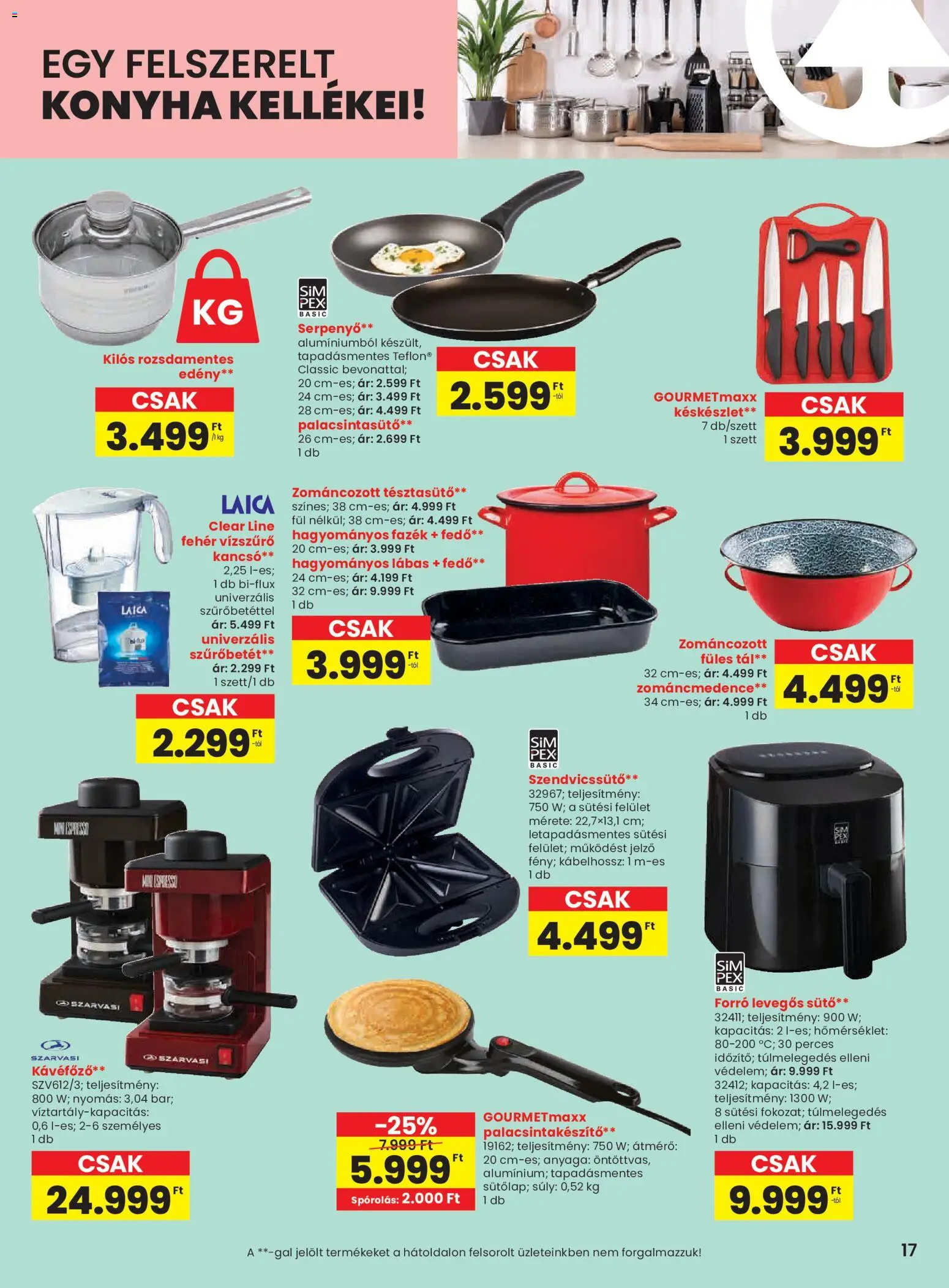 Spar akciós ujság - amely érvényes a következő dátumtól: 08.01.2026 | Oldal: 17 | Termékek: Kávéfőző, Kancsó, Edény, Késkészlet