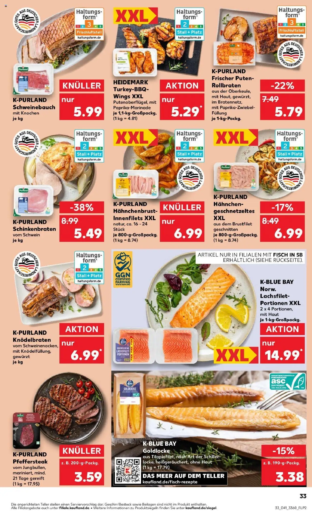 Kaufland prospekt Ludwigsfelde	 – gültig ab 13.10.2025 | Seite: 33 | Produkte: Hahnchen, Schweinebauch, Steak, Hahnchenbrust