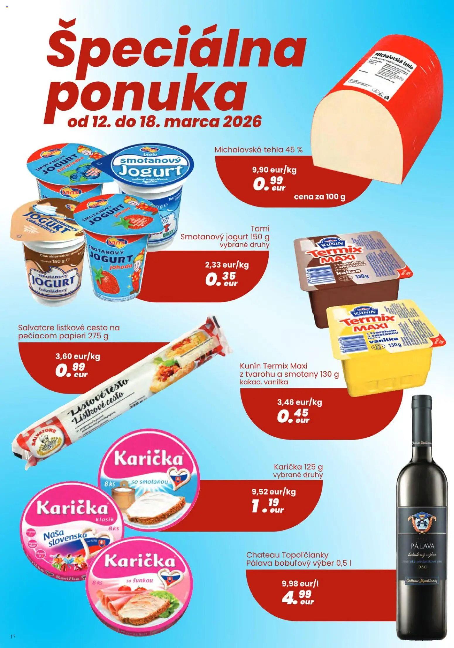 Nové Sintra akcie – leták je platný od 05.03.2026 | Strana: 17 | Produkty: Jogurt, Lístkové cesto, Kakao