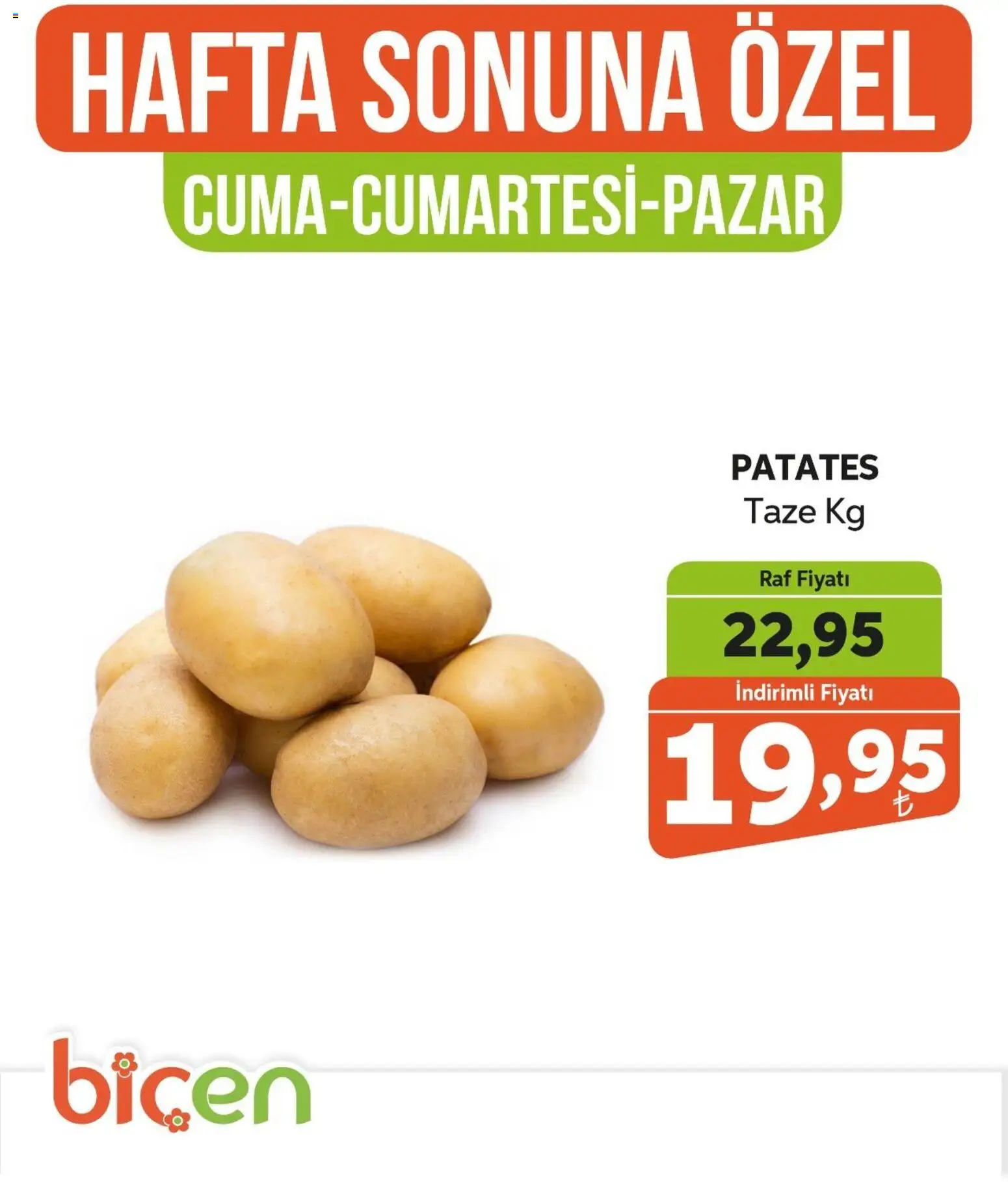 Biçen Market Hafta Sonuna Özel -Sebze İndirimi - 09.01.2026 tarihinden itibaren geçerlidir | Sayfa: 3 | Ürünler: Raf, Patates