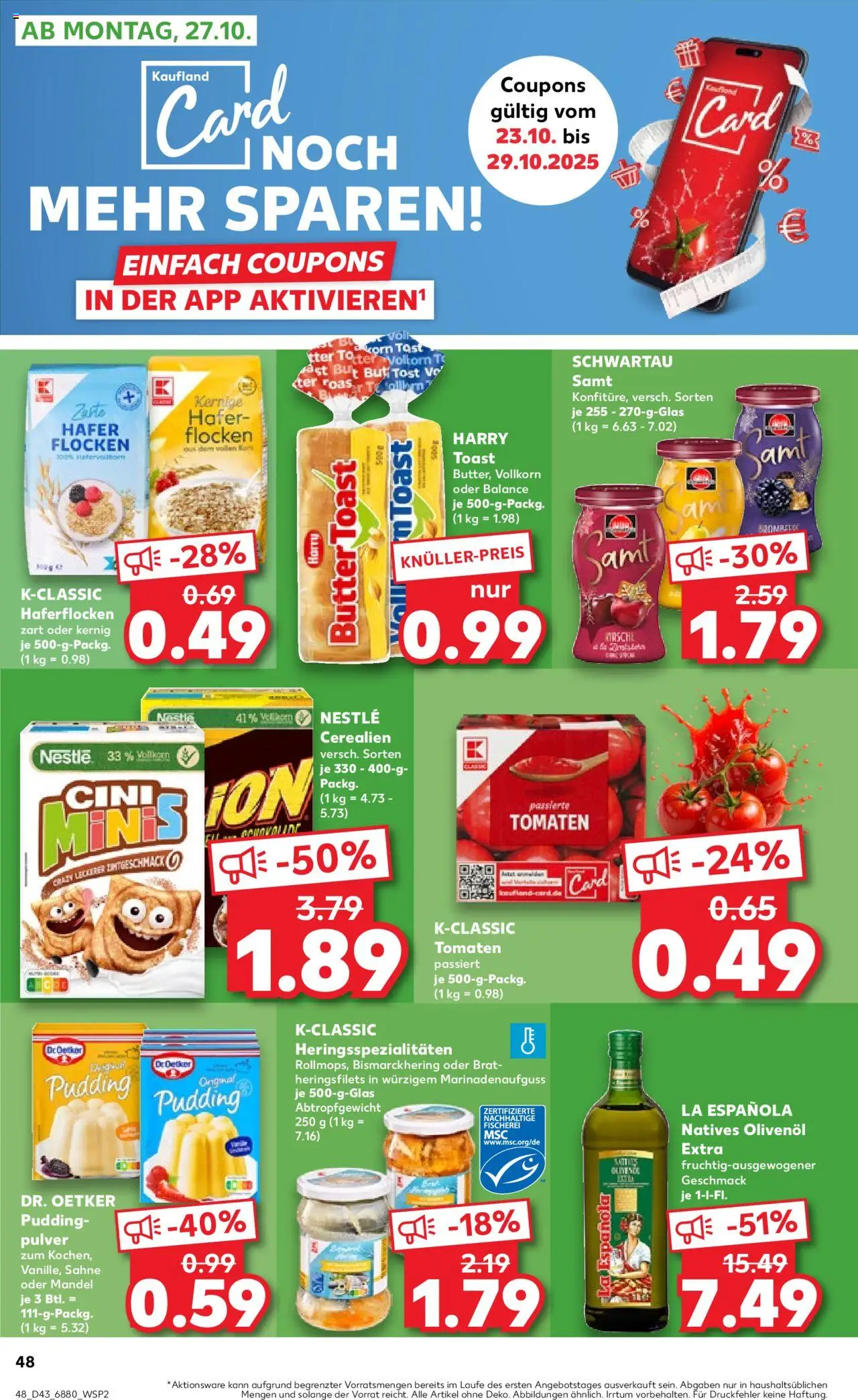 Kaufland prospekt Völklingen	 – gültig ab 23.10.2025 | Seite: 48 | Produkte: Butter, Olivenol, Tomaten, Sahne