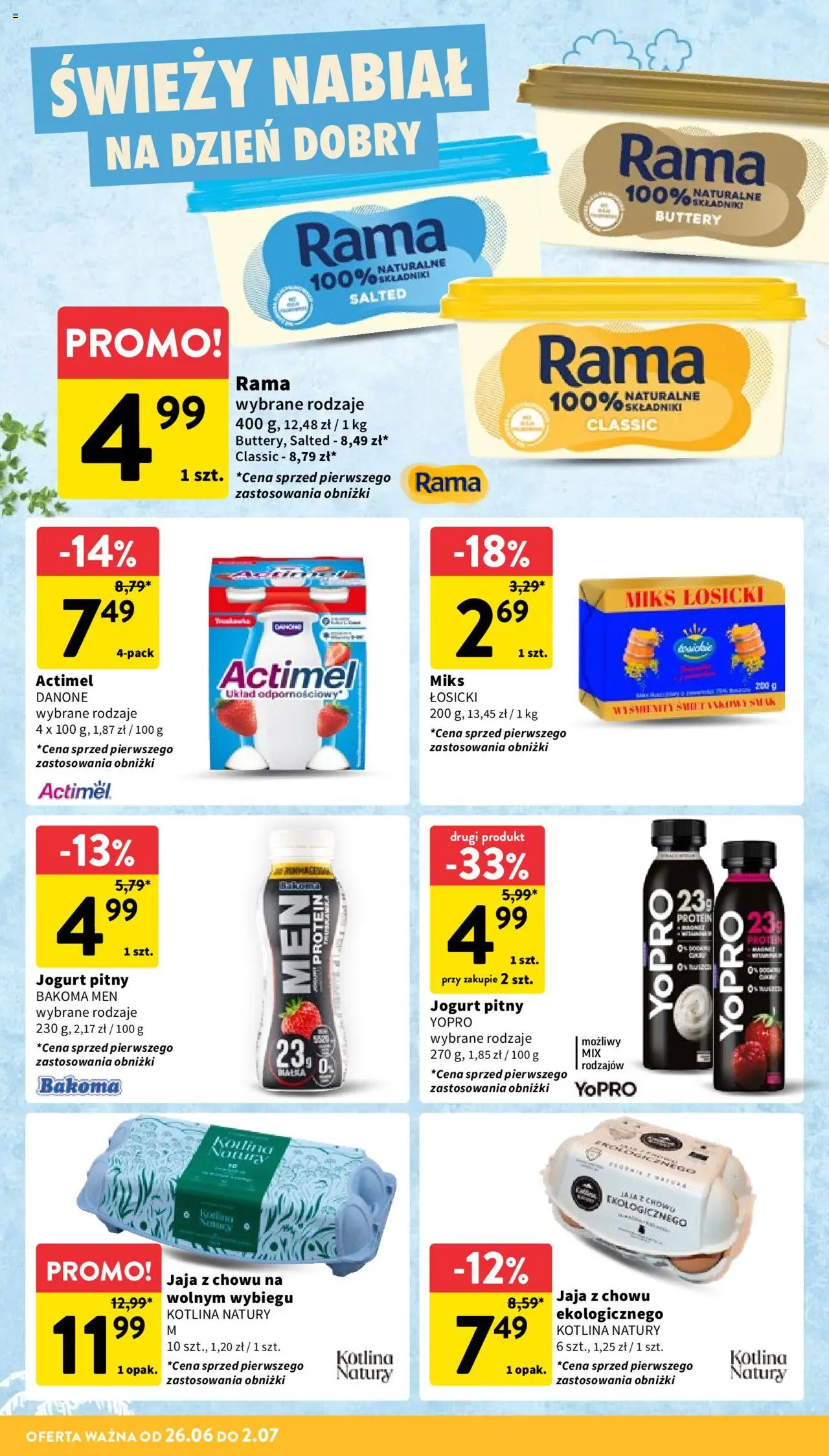 Intermarche Gazetka od 26.06.2025 | Strona: 18 | Produkty: Jogurt pitny, Jogurt, Jaja