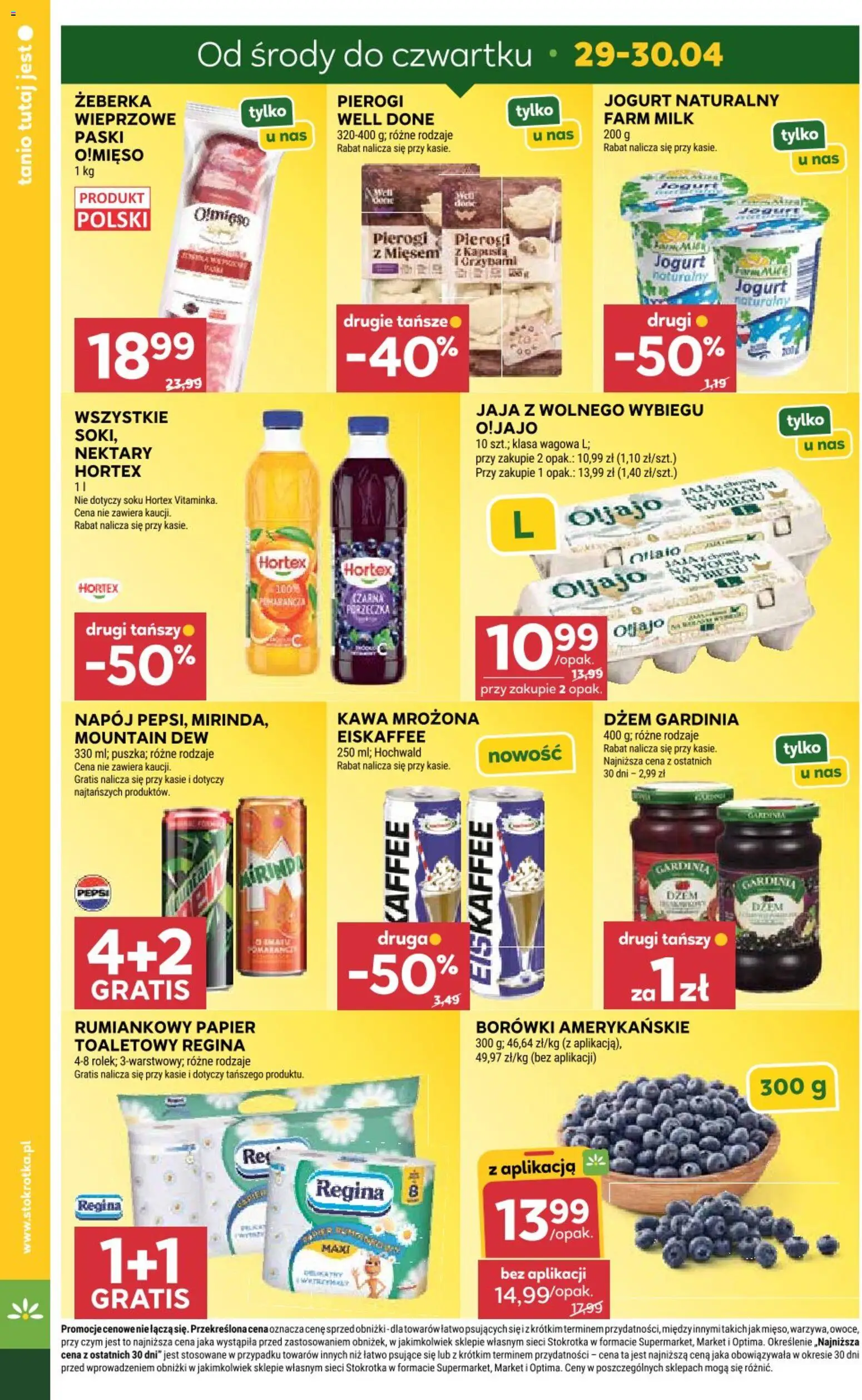 Stokrotka gazetka od 29.04.2026 | Strona: 2 | Produkty: Pierogi, Jogurt naturalny, Dżem, Jaja