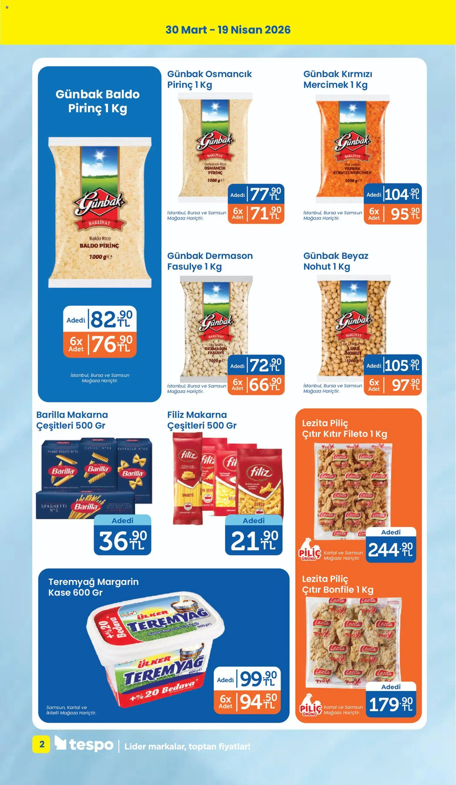 Tespo Katalog - 30.03.2026 tarihinden itibaren geçerlidir | Sayfa: 2 | Ürünler: Fasulye, Pirinç, Makarna, Piliç