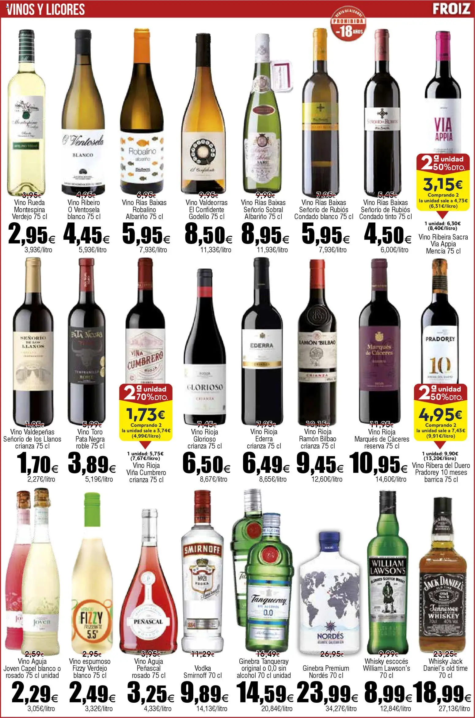Froiz folleto │ válido desde el 12.11.2025 | Página: 17 | Productos: Vino, Ginebra, Vodka, Whisky