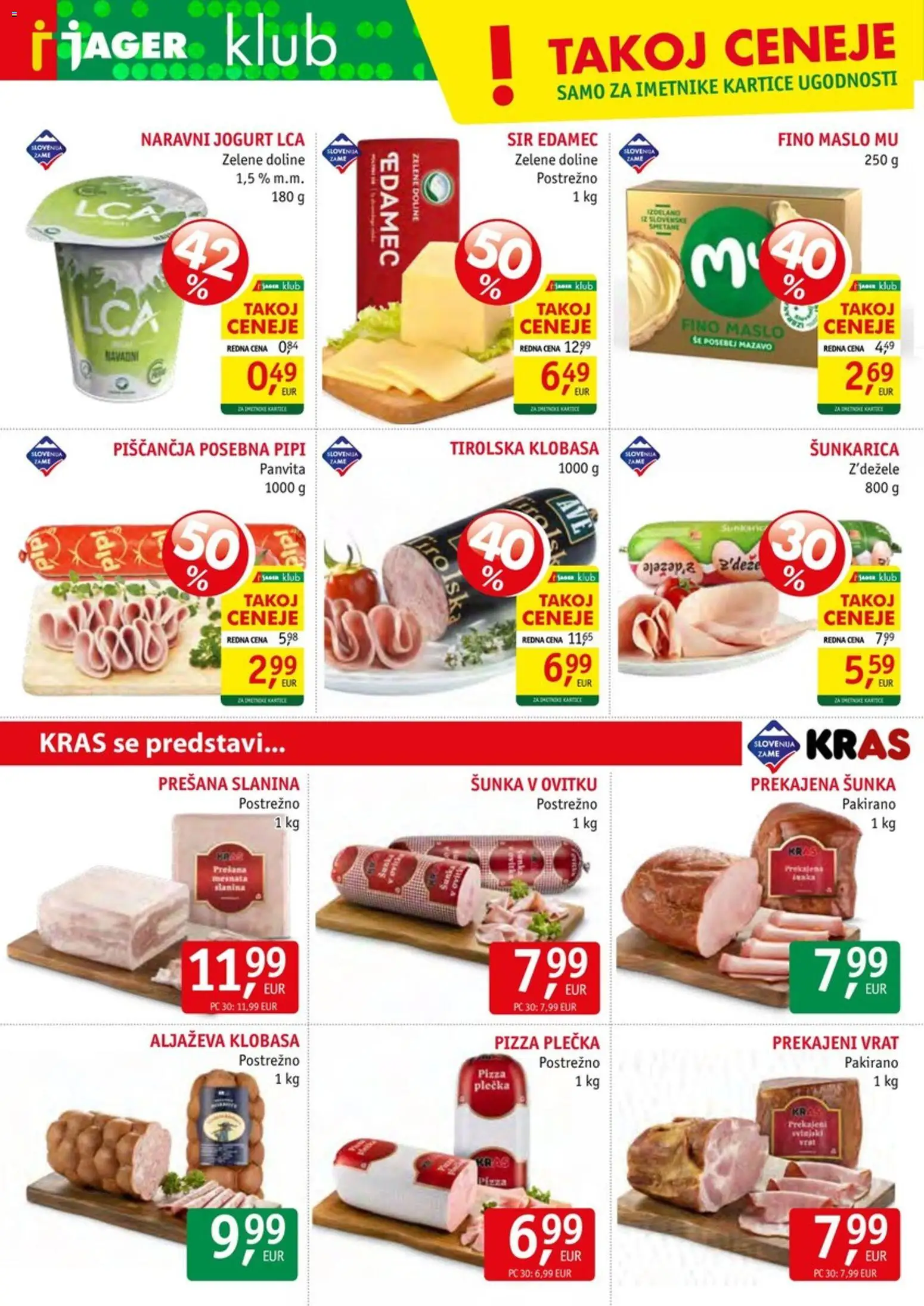 Novi Jager katalog ponudbe – veljaven od 01.04.2026 | Stran: 4 | Izdelki: Edamec, Slanina, Sir, Jogurt