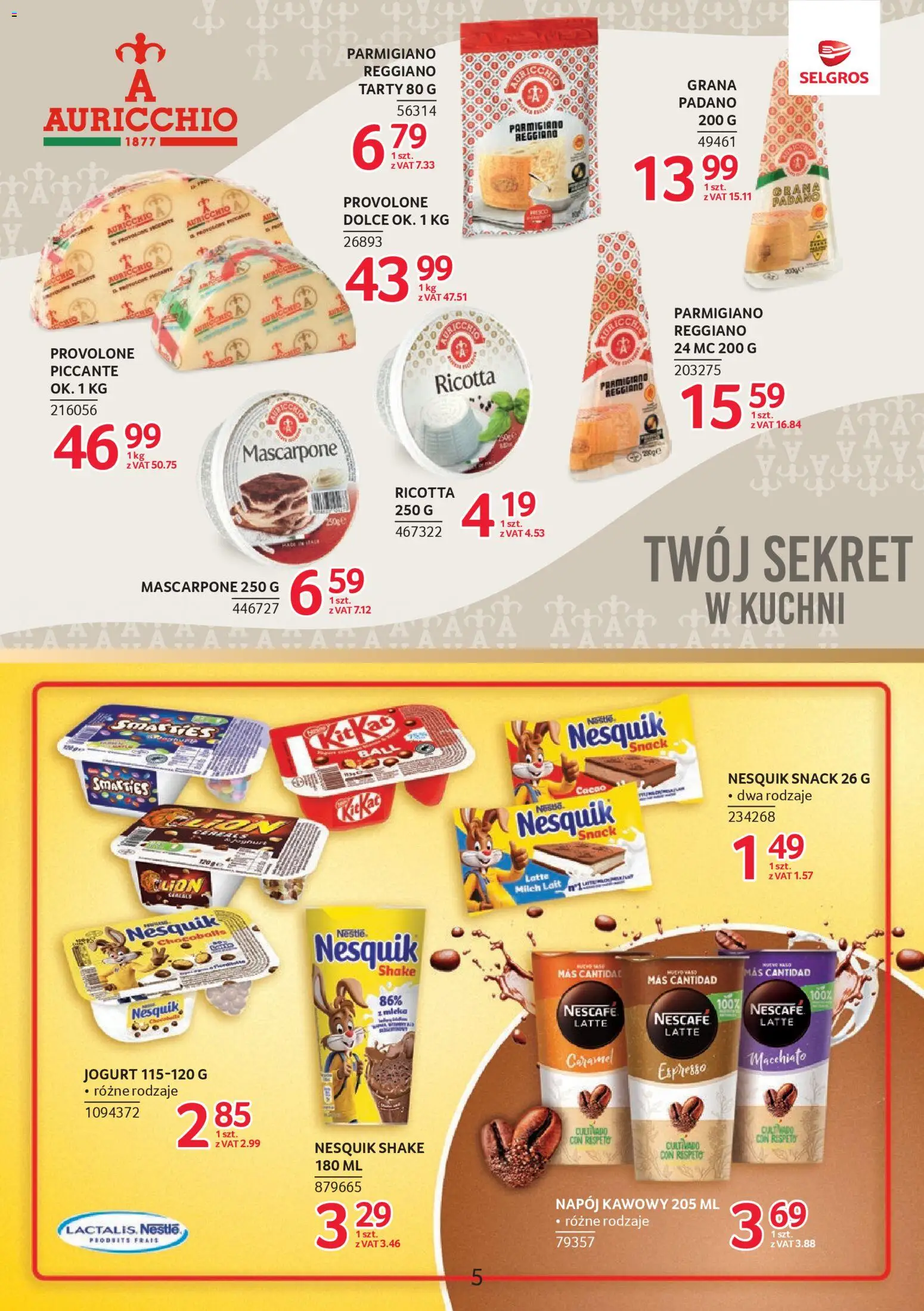 Selgros cash&carry Gazetka - Markowe produkty od 04.12.2025 | Strona: 5 | Produkty: Nescafe, Mleka, Mascarpone, Ricotta