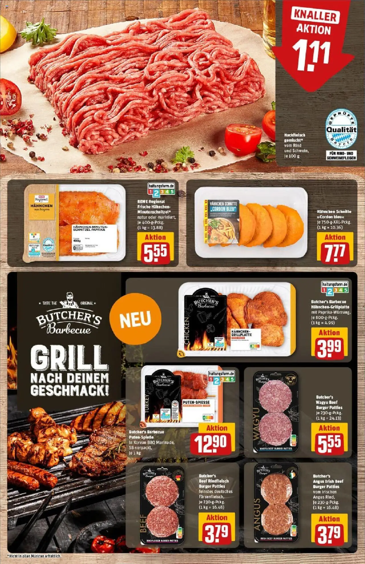 Rewe prospekt Dachau	 - gültig ab dem 13.07.2025 | Seite: 8 | Produkte: Hahnchen, Burger, Schnitzel, Schweinefleisch