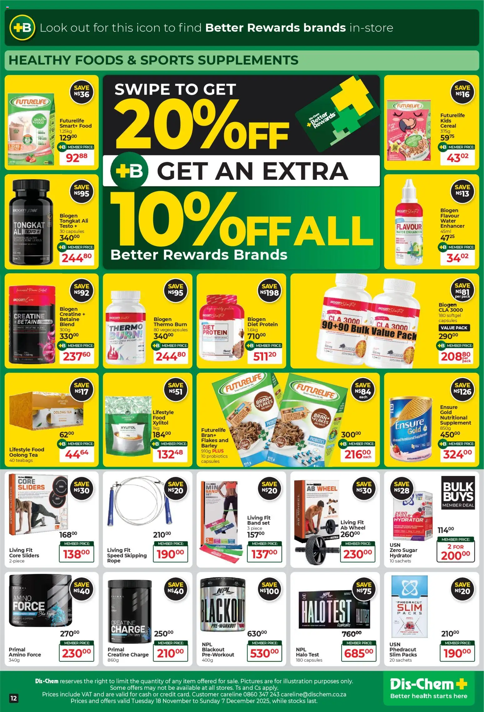 New Dis-Chem catalogue – valid from 24.11.2025 | Page: 12 | Products: Tea, Flakes, Water, Sugar