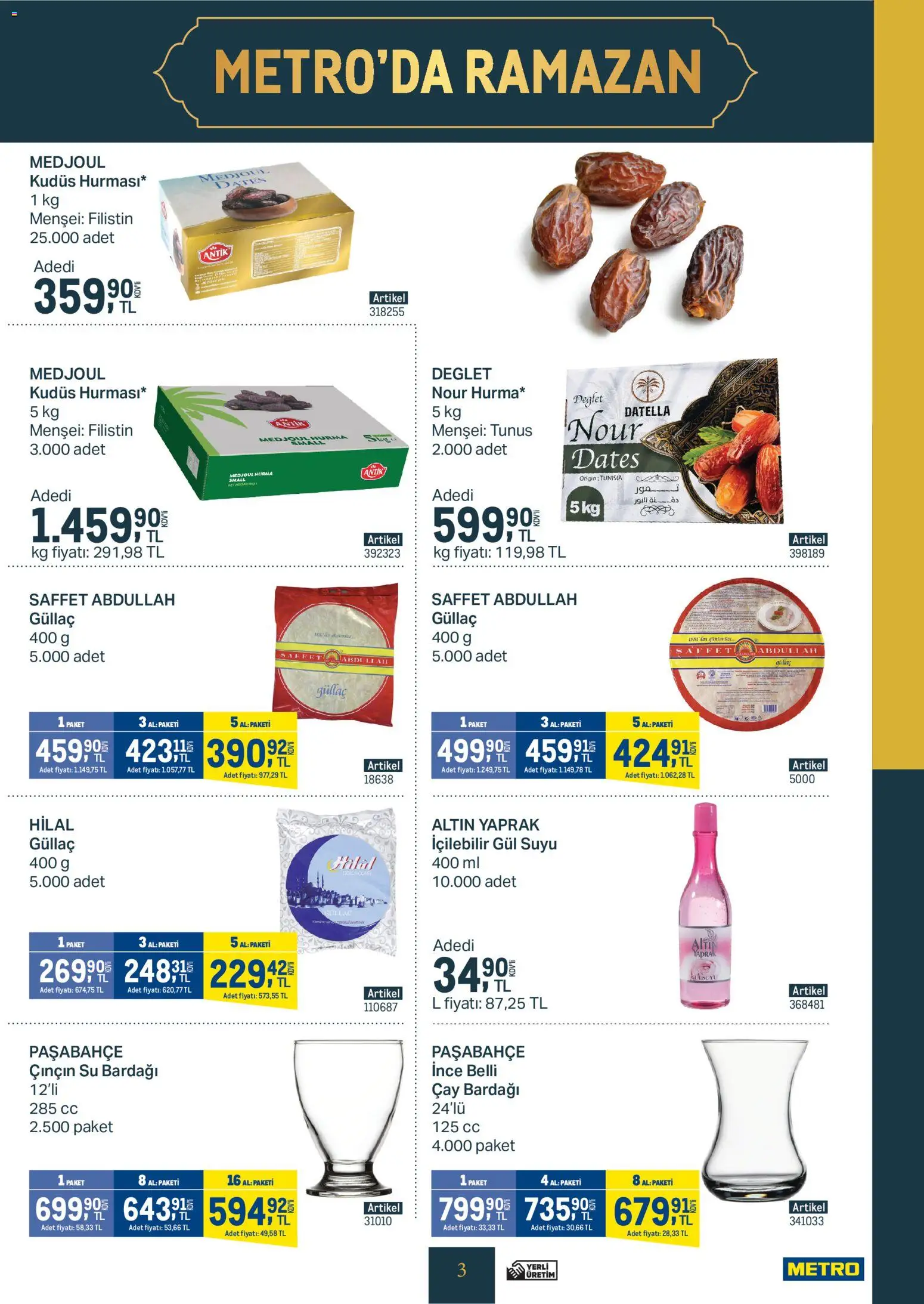 Metro - Kurum ve İşletme Mutfakları - 25.02.2026 tarihinden itibaren geçerlidir | Sayfa: 3 | Ürünler: Gül, Çay, Çay bardağı, Su bardağı