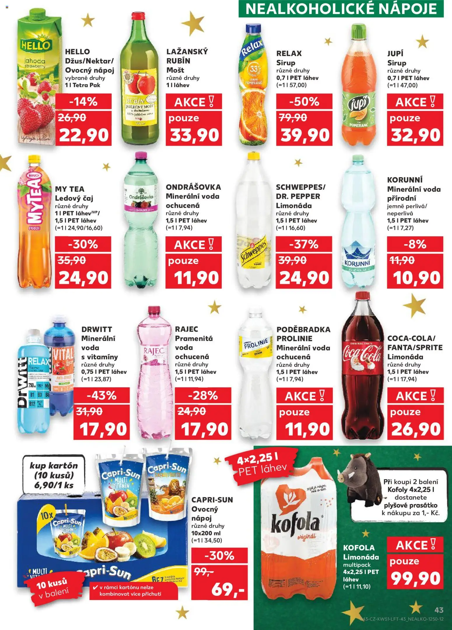 Kaufland leták - Ostrava od 17.12.2025 | Strana: 43 | Produkty: Voda, Poděbradka, Coca cola, Poděbradka ProLinie