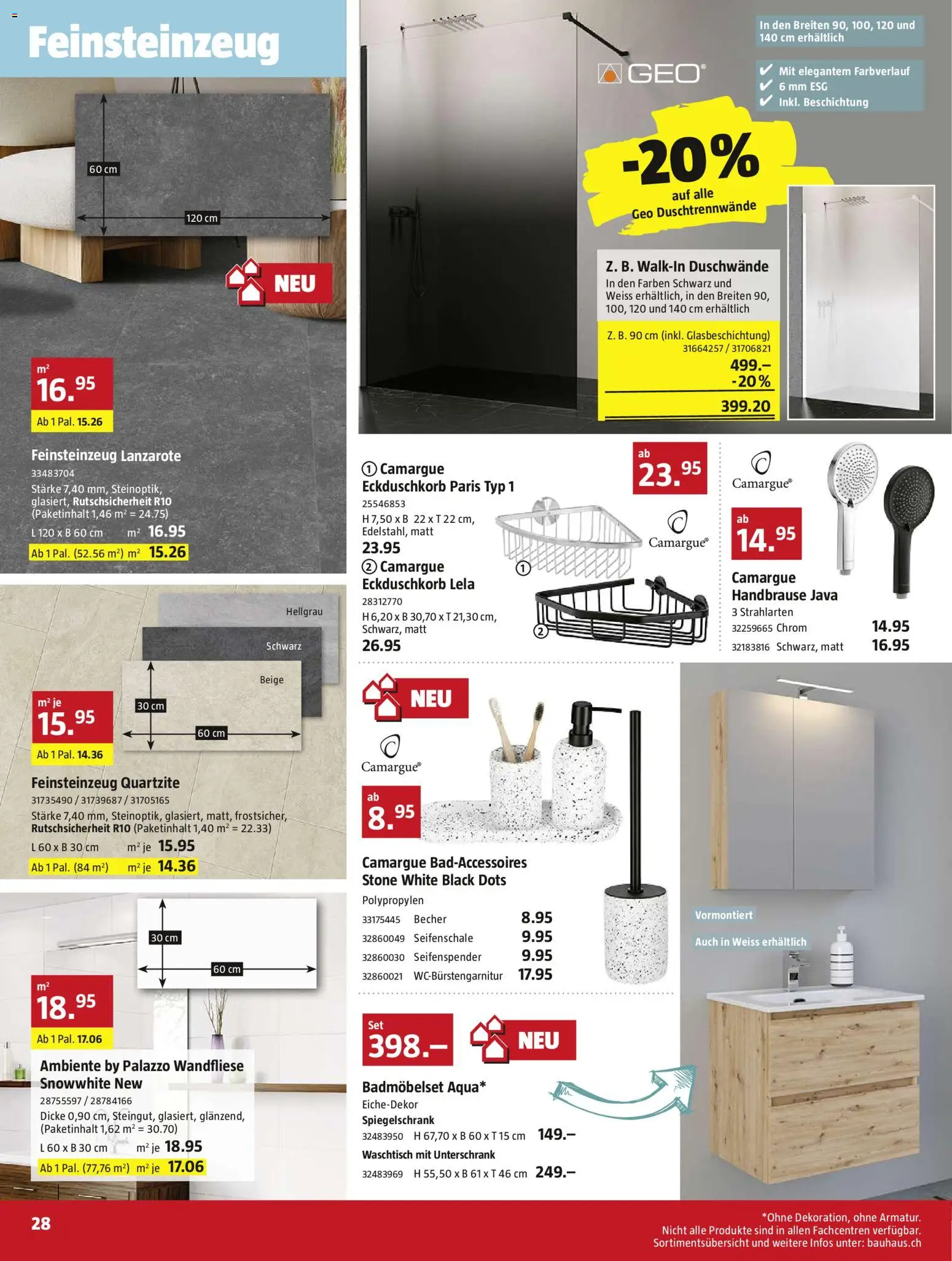 Bauhaus aktionen – gültig ab 27.04.2026 | Seite: 28 | Produkte: Waschtisch, Seifenspender, Spiegelschrank, Unterschrank