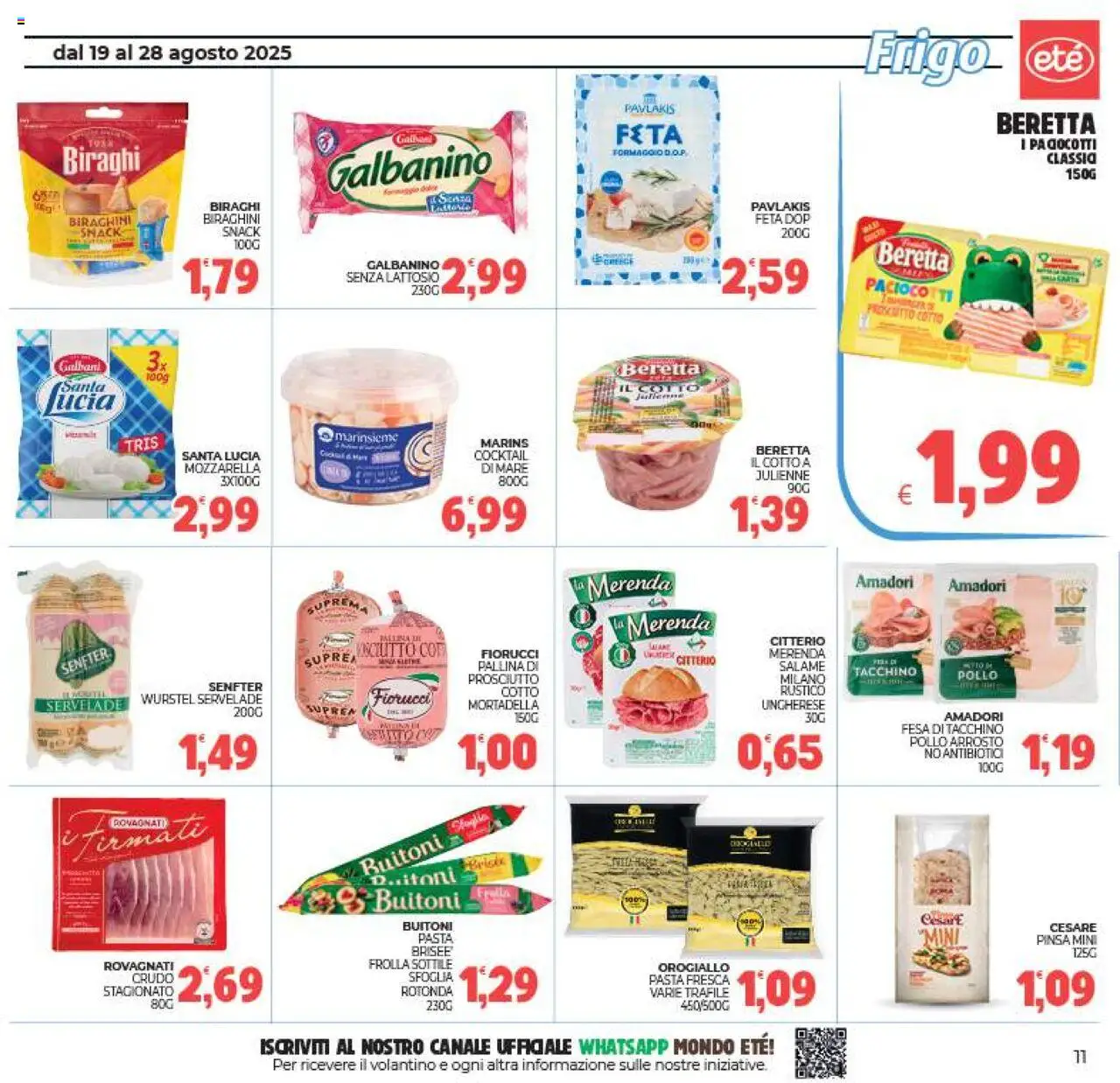 Volantino Eté del 19.08.2025 | Pagina: 11 | Prodotti: Tacchino, Pasta, Wurstel, Feta