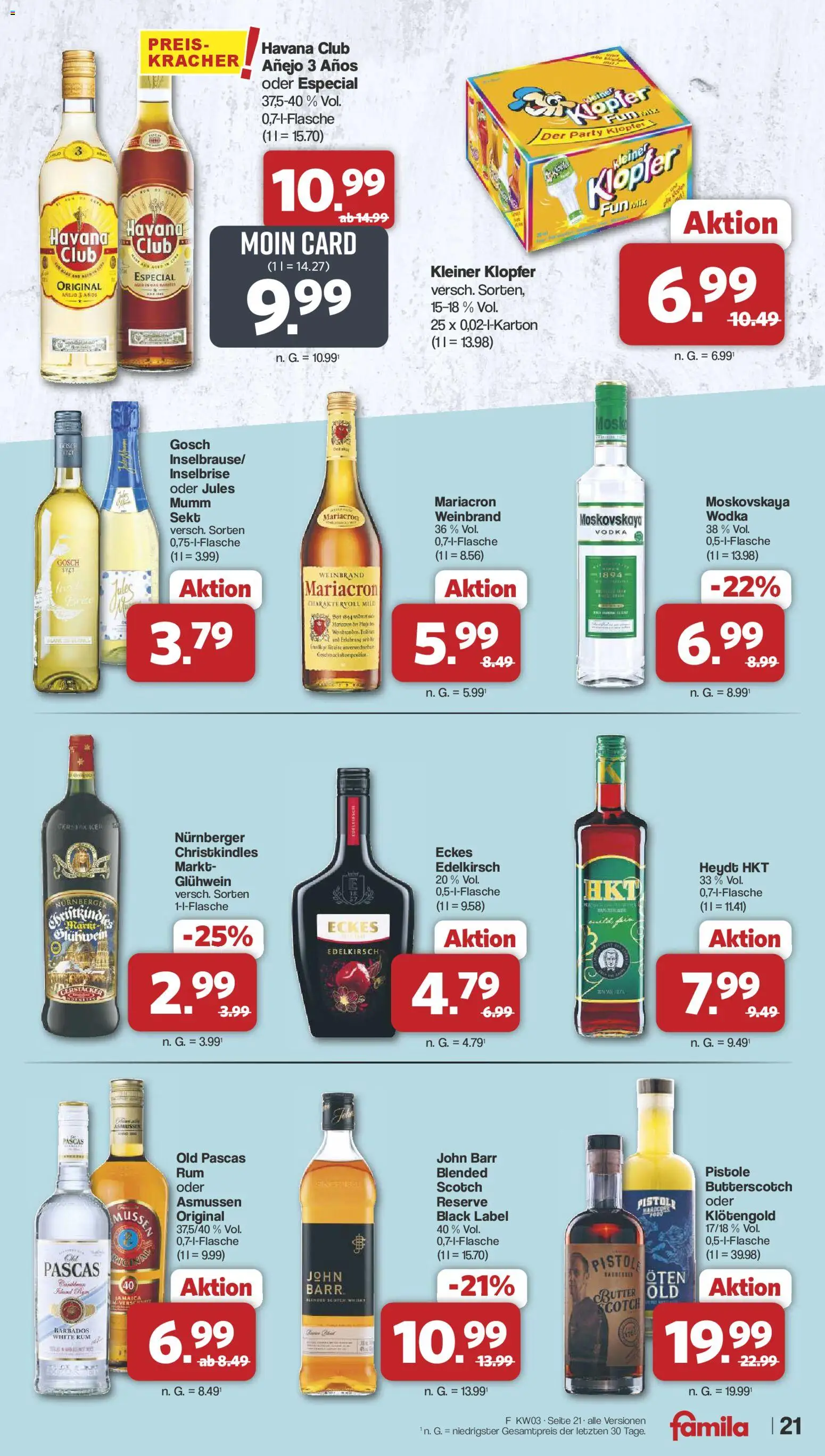 Famila Nordwest Prospekt 	 – gültig ab 12.01.2026 | Seite: 21 | Produkte: Sekt, Jules mumm, Mariacron, Vodka