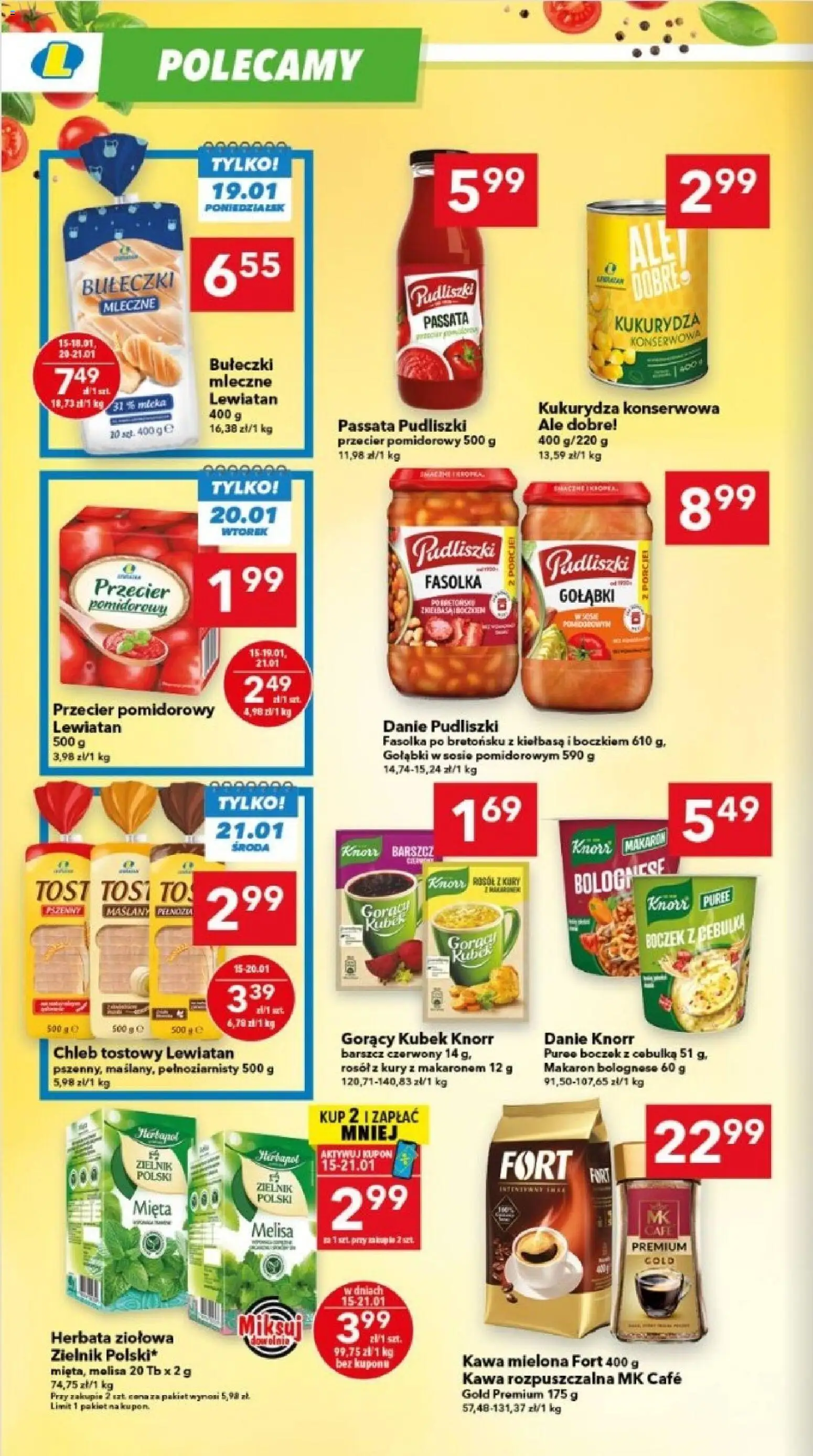 Lewiatan gazetka - Lublin od 15.01.2026 | Strona: 4 | Produkty: Kiełbasa, Barszcz, Chleb tostowy, Boczek