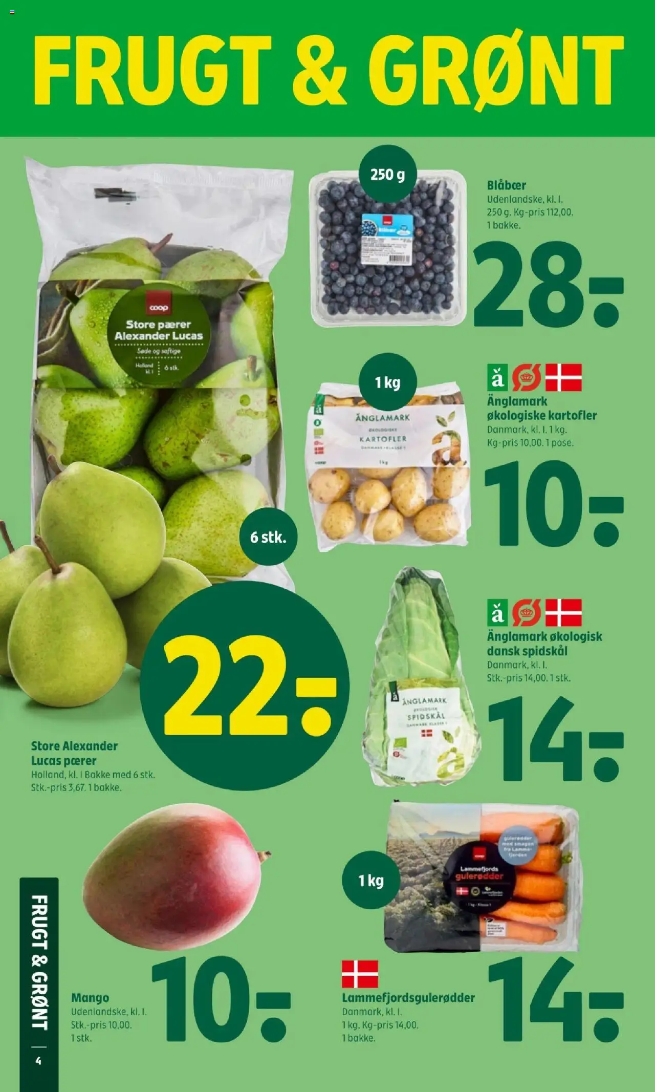 Coop 365 tilbudsavis – gyldig fra 23.10.2025 | Side: 4 | Produkter: Blåbær, Mango, Kartofler, Pærer