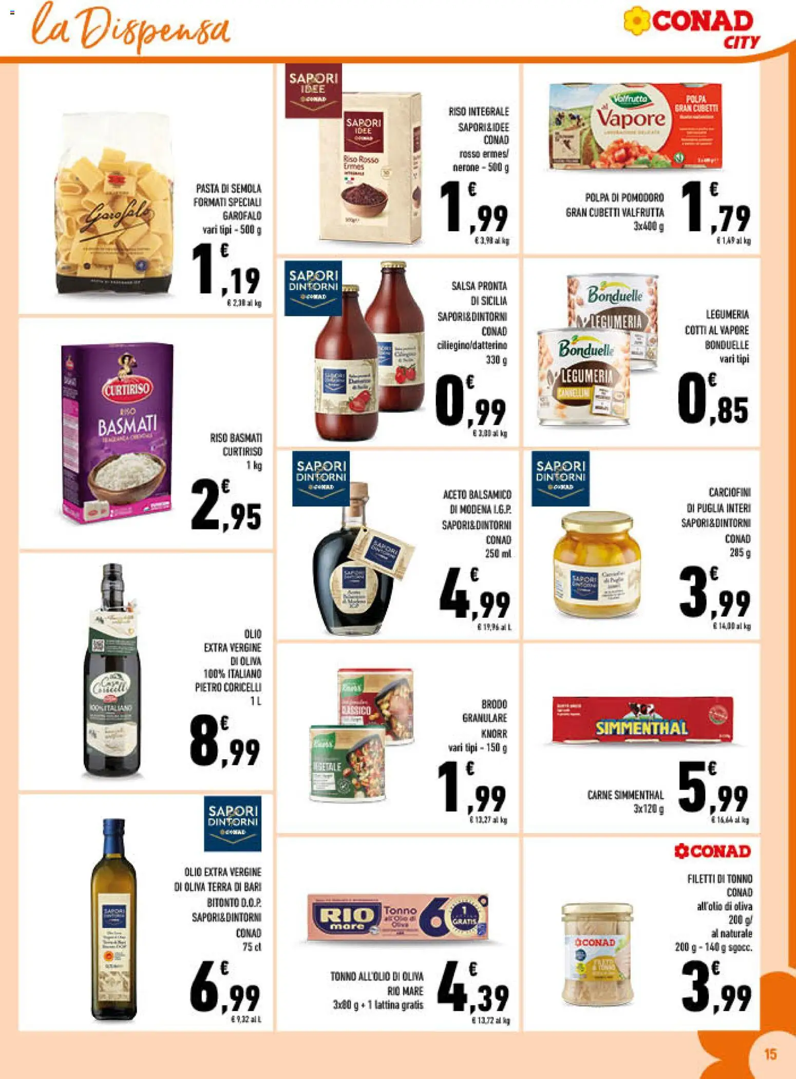 Volantino Conad del 25.03.2026 | Pagina: 15 | Prodotti: Riso Basmati, Riso, Tonno, Aceto