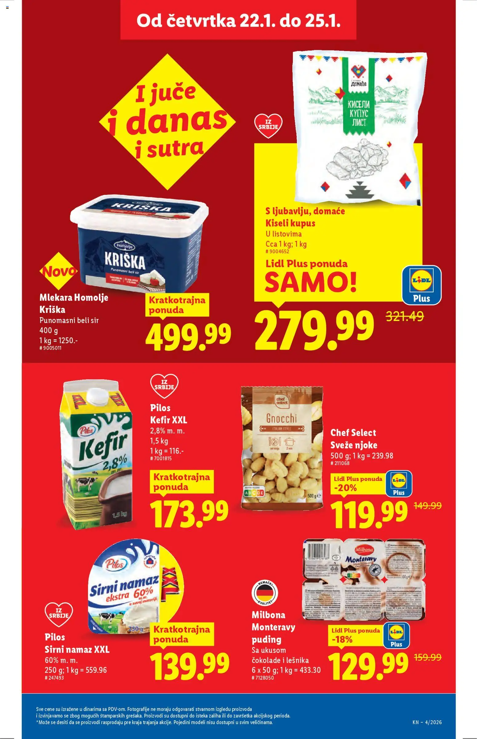 Lidl katalog - važi od 22.01.2026 | Strana: 19 | Proizvode: Puding, Kiseli kupus, Njoke, Kupus