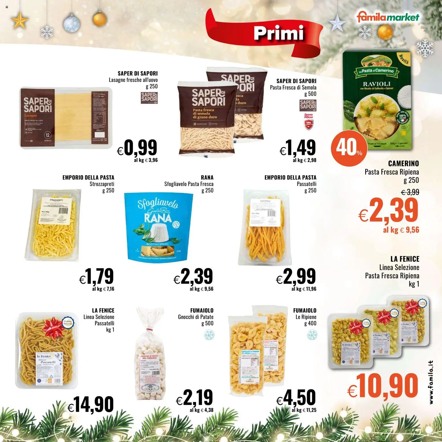 Volantino Famila del 11.12.2025 | Pagina: 5 | Prodotti: Patate, Pasta, Ravioli, Gnocchi