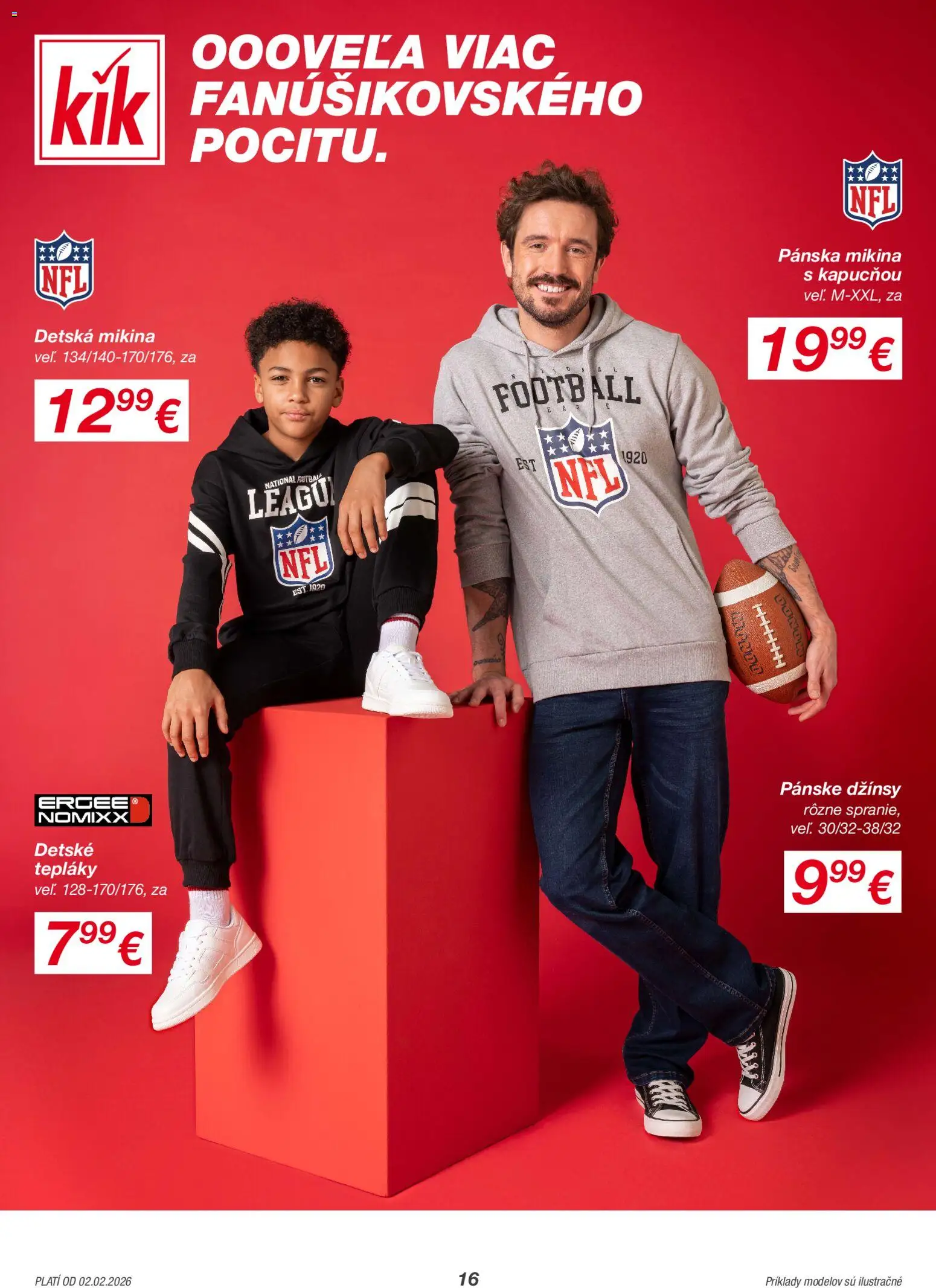 Nové Kik akcie – leták je platný od 02.02.2026 | Strana: 16 | Produkty: Mikina
