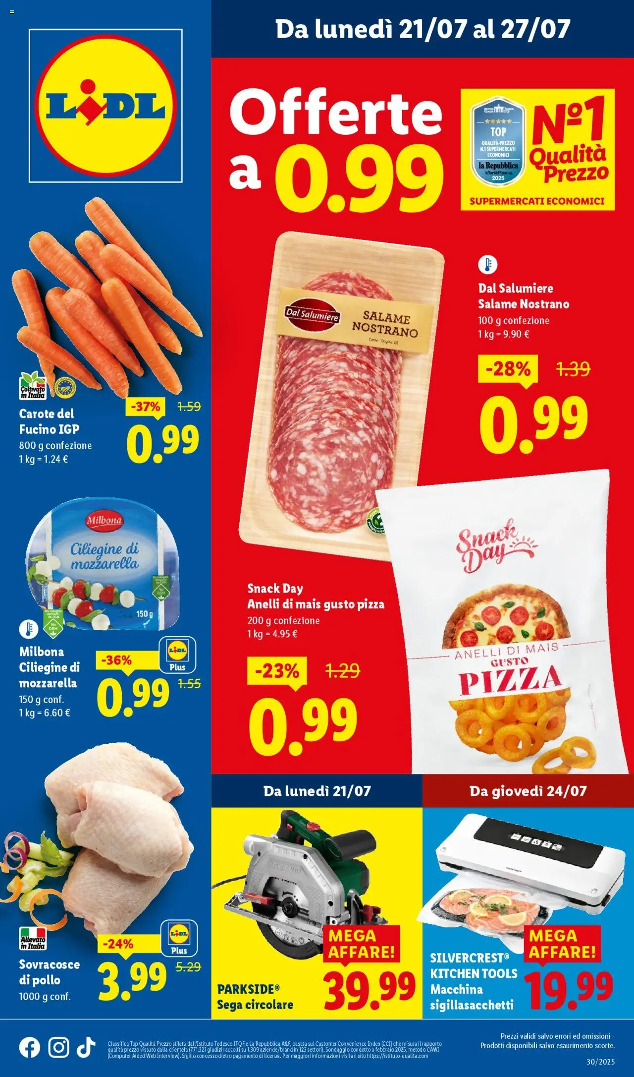 Volantino Lidl del 21.07.2025 | Pagina: 1 | Prodotti: Pollo, Top, Computer, Mais