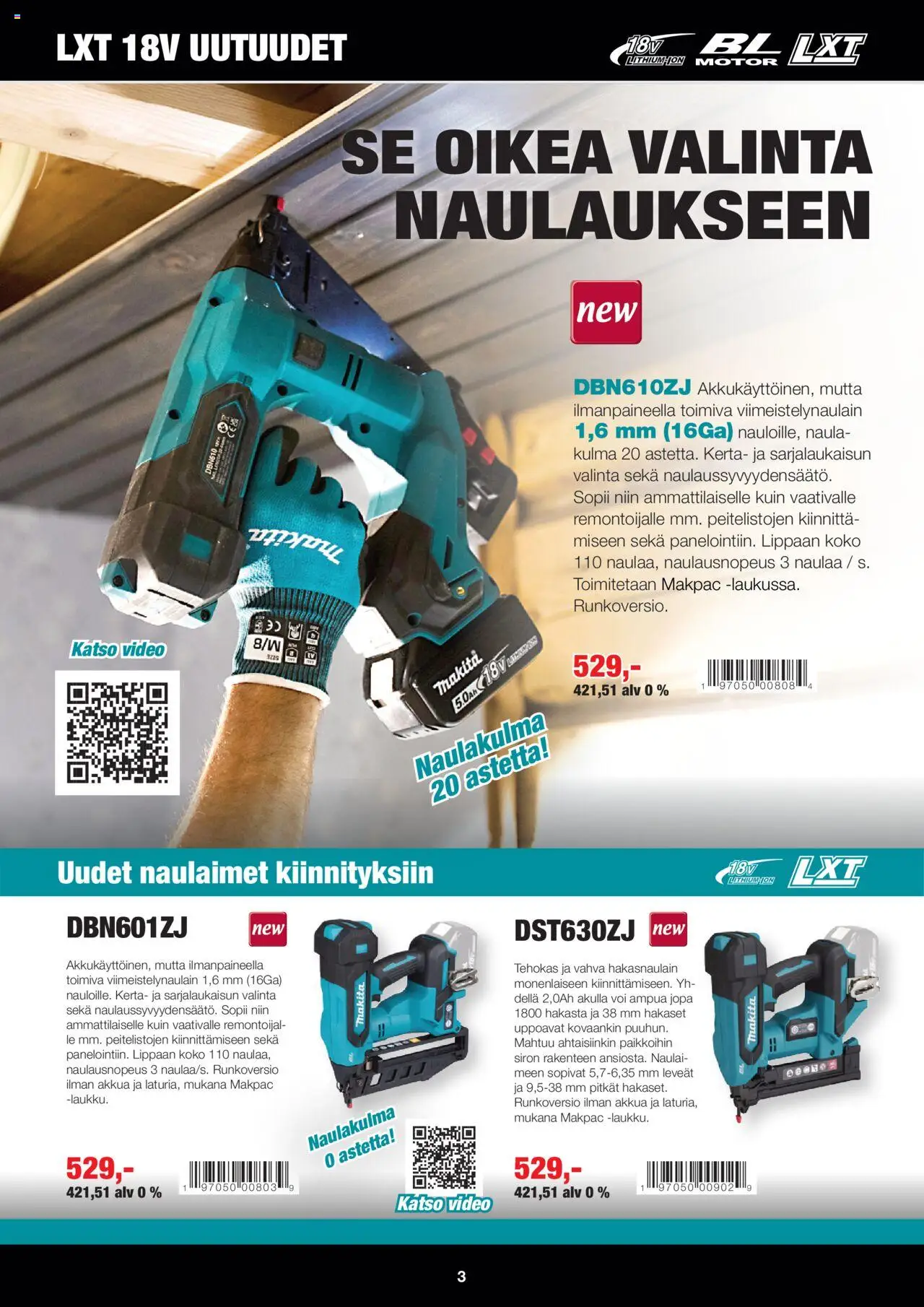 Makita tarjoukset – voimassa 01.10.2025 alkaen | Sivu: 3 | Tuotteet: Voi, Video