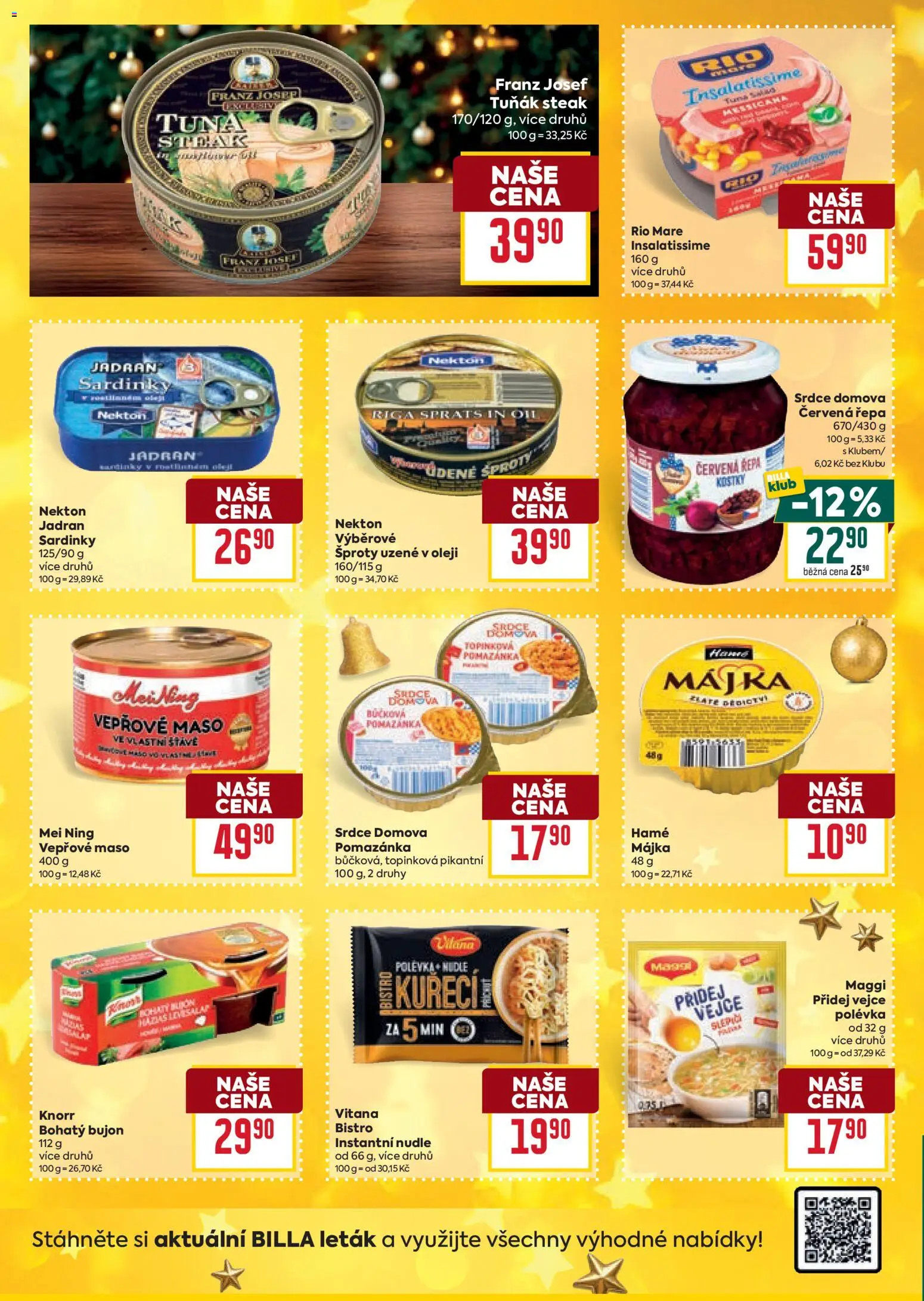 Billa Velký leták od 26.11.2025 | Strana: 24 | Produkty: Knorr, Bujón, Sardinky, Nudle