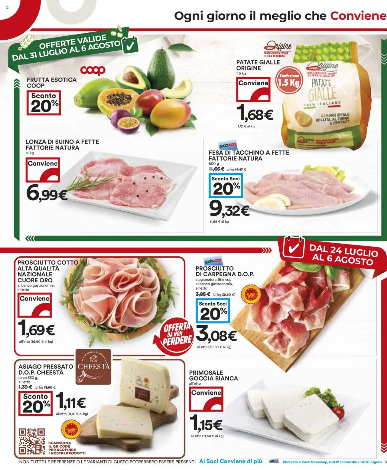Volantino COOP del 24.07.2025 | Pagina: 5 | Prodotti: Patate, Suino, Formaggio, Forno