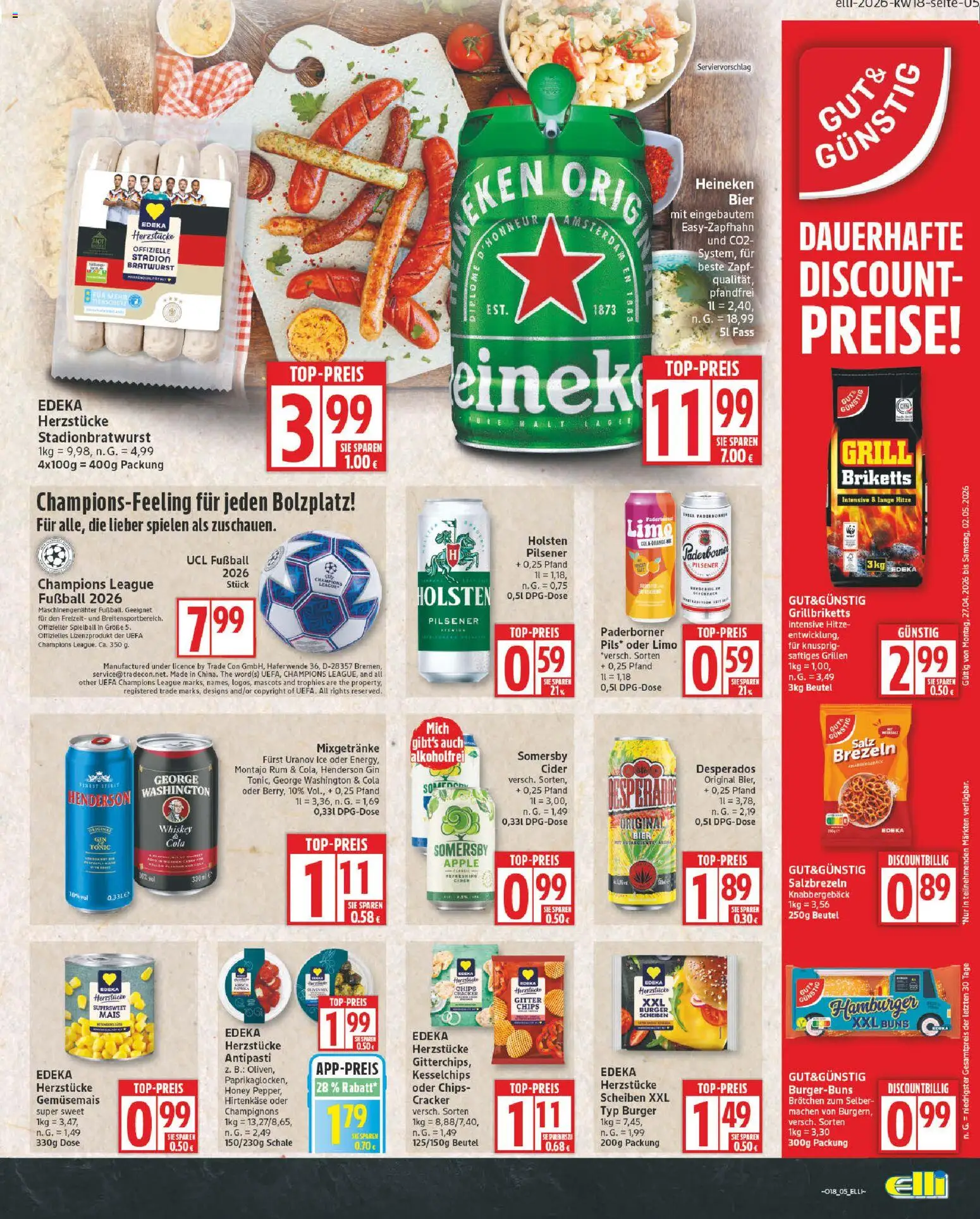 Elli Markt Prospekt – gültig ab 27.04.2026 | Seite: 5 | Produkte: Grill, Bier, Rum, Heineken