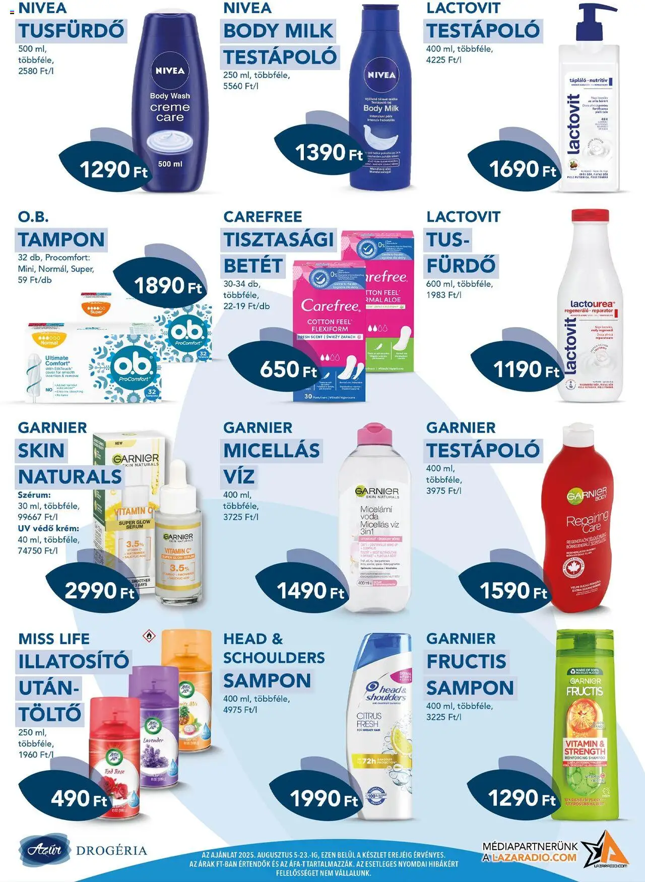 Azur akciós ujság - amely érvényes a következő dátumtól: 05.08.2025 | Oldal: 4 | Termékek: Body, Micellás víz, Sampon, Dió