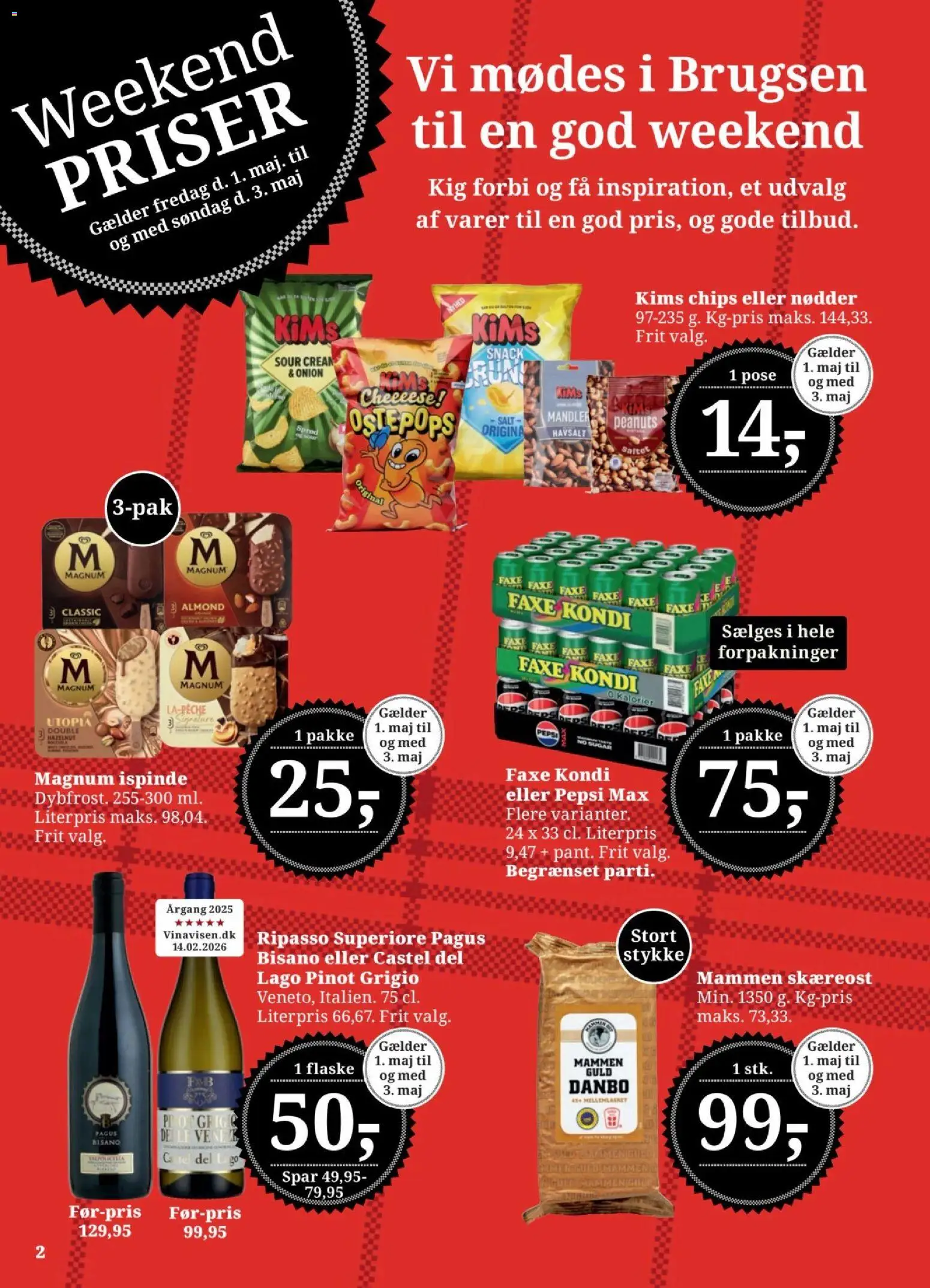 Dagli'Brugsen tilbudsavis – gyldig fra 24.04.2026 | Side: 2 | Produkter: Peanuts, Mandler, Pepsi, Pepsi Max