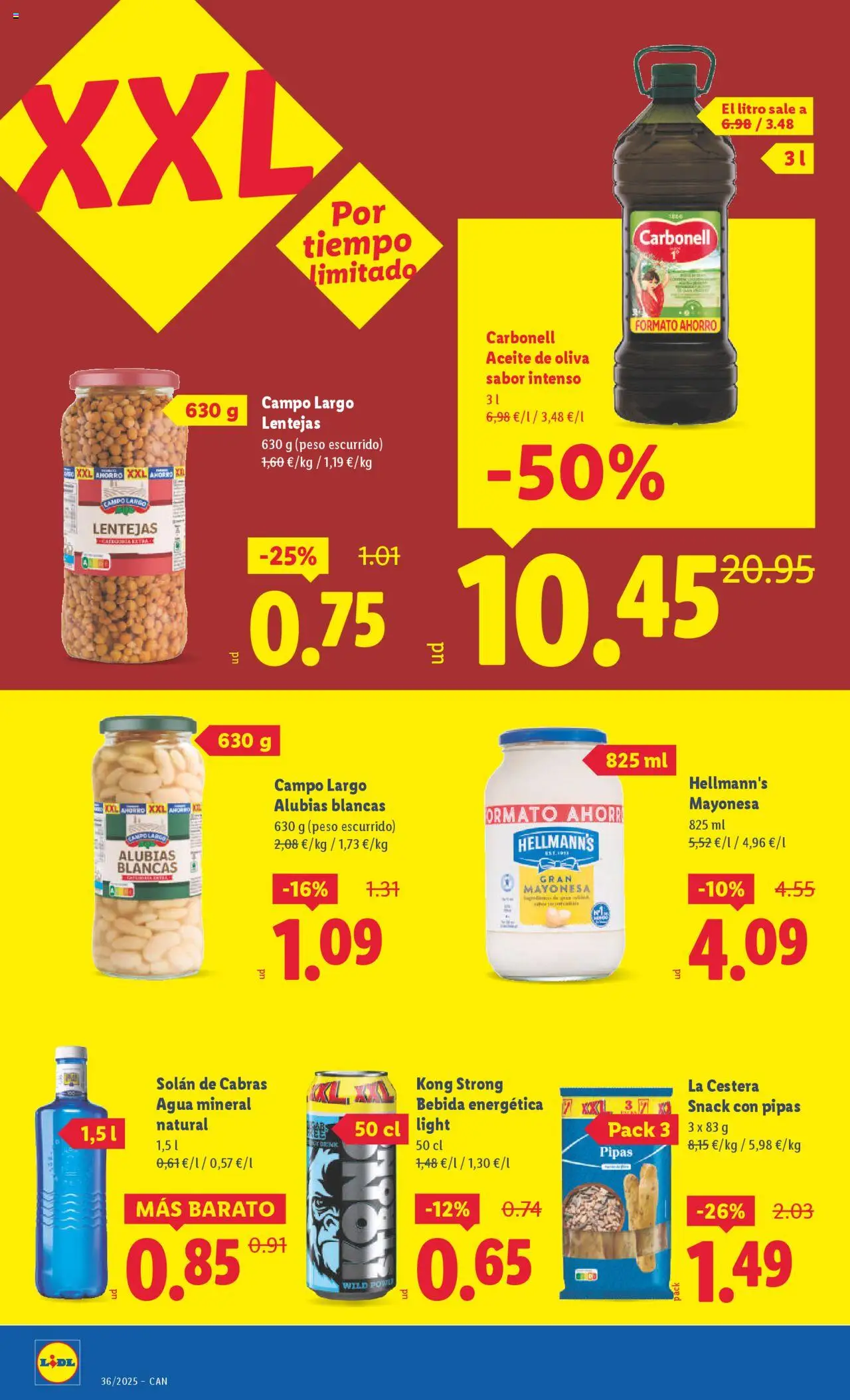 Lidl - Canarias │ válido desde el 01.09.2025 | Página: 12 | Productos: Aceite, Aceite de oliva, Peso, Agua mineral