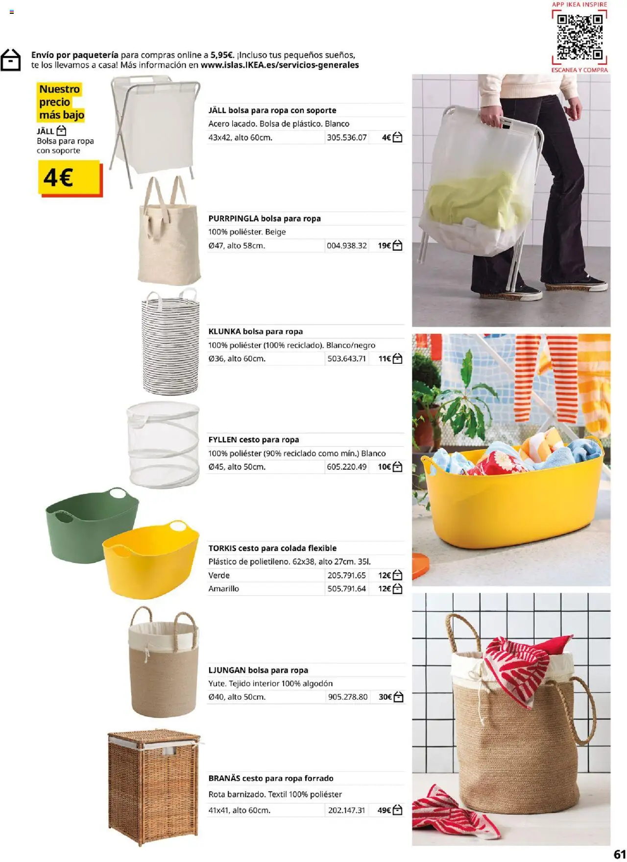 Catálogo IKEA Baňos │ válido desde el 04.02.2025 | Página: 61 | Productos: Cesto para colada, Té, Ropa, Bolsa