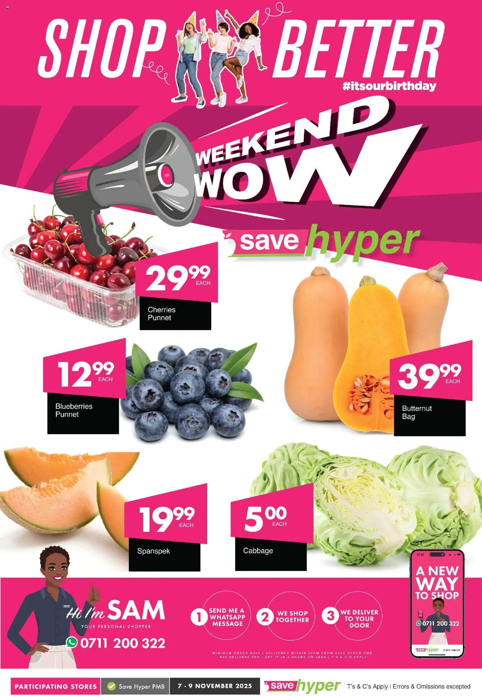 New Save catalogue – valid from 07.11.2025 | Page: 1 | Products: Blueberries, Cherries