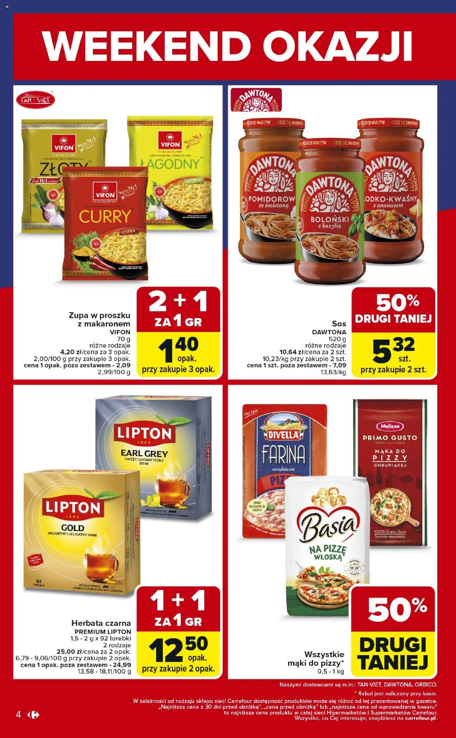 Carrefour Gazetka - Weekend okazji od 02.01.2026 | Strona: 4 | Produkty: Curry, Bazylia, Śmietana, Torebki