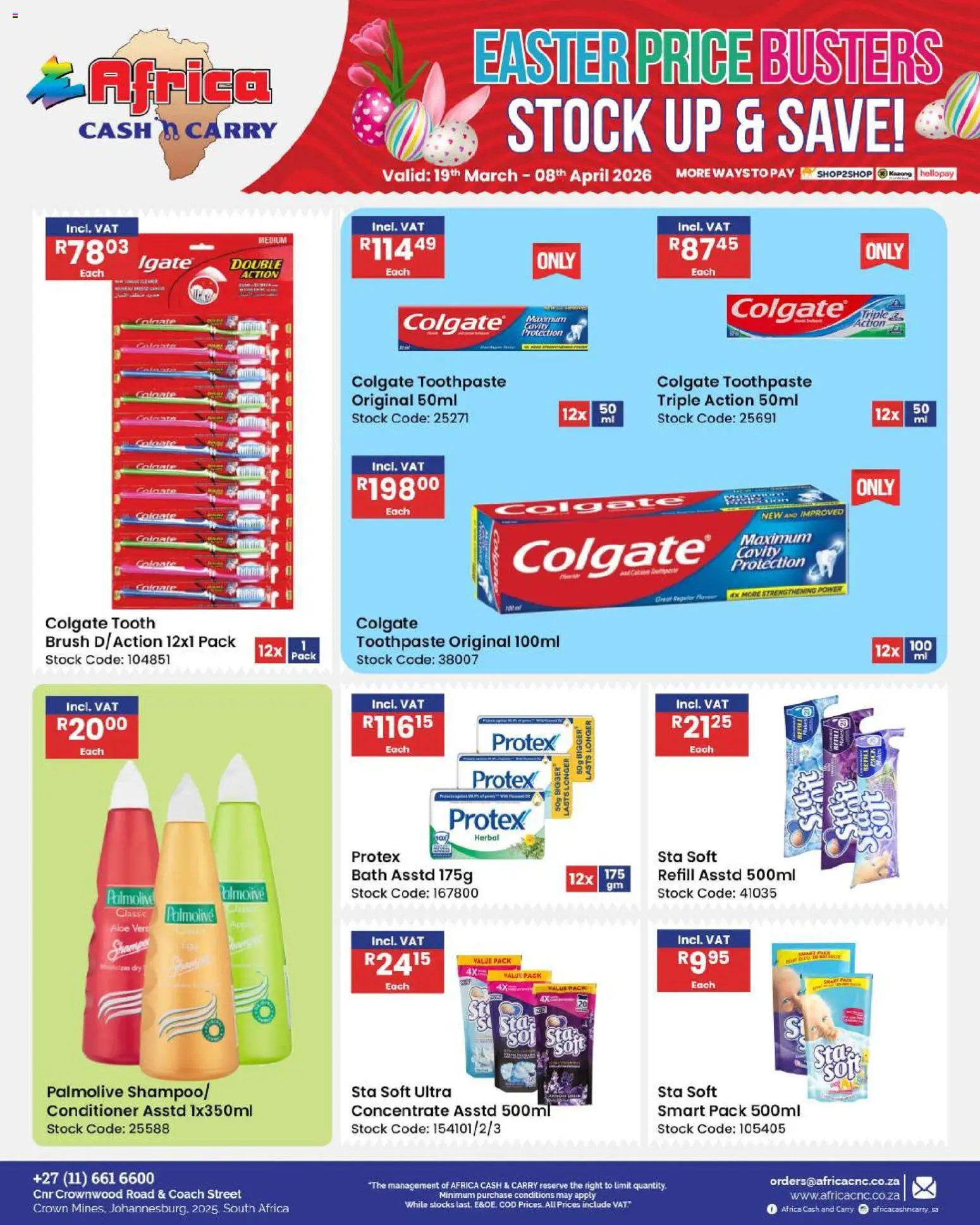 New Africa Cash & Carry catalogue – valid from 19.03.2026 | Page: 54 | Products: Brush, Conditioner, Stock, Toothpaste