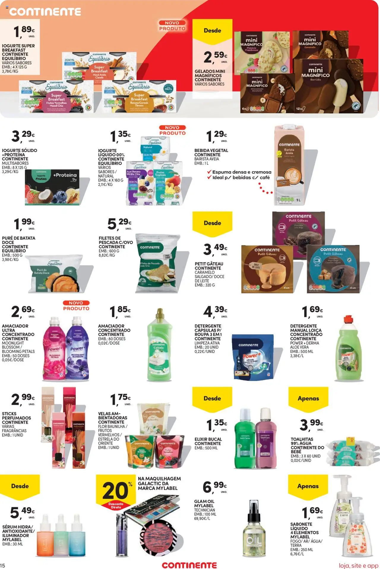 Continente Semanal Continente Bom Dia │ válido de 16.09.2025 | Página: 15 | Produtos: Iluminador, Maquilhagem, Sabonete, Iogurte