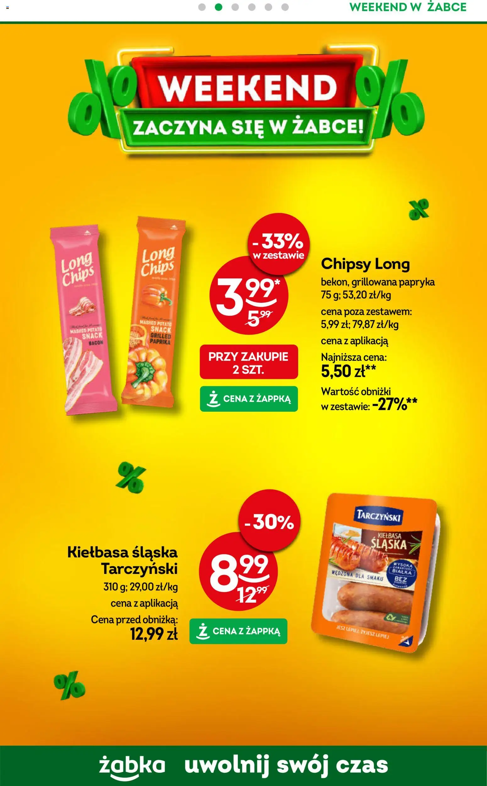 Żabka Gazetka - Weekendowe promocje od 09.01.2026 | Strona: 3 | Produkty: Kiełbasa, Chipsy, Papryka, Kiełbasa śląska