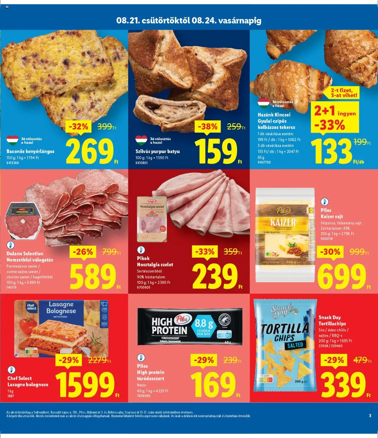 Lidl akciós ujság - amely érvényes a következő dátumtól: 21.08.2025 | Oldal: 3 | Termékek: Fehérje, Chorizo, Sajt, Lasagne