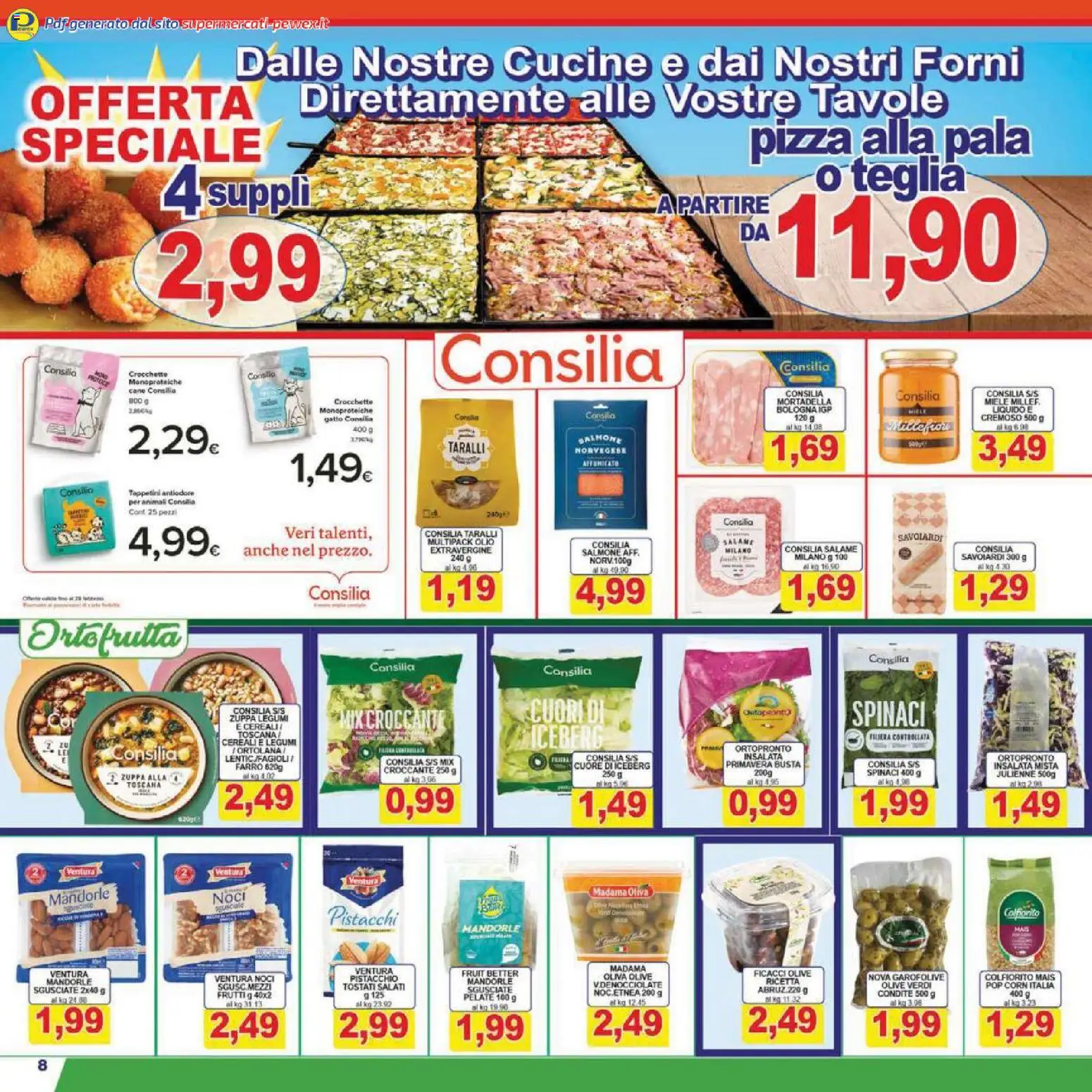 Volantino Pewex del 13.02.2026 | Pagina: 8 | Prodotti: Mandorle, Mortadella, Taralli, Pistacchi