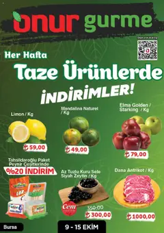 09.10.2025 tarihinden itibaren geçerli olan Onur Market kataloğu önizlemesi